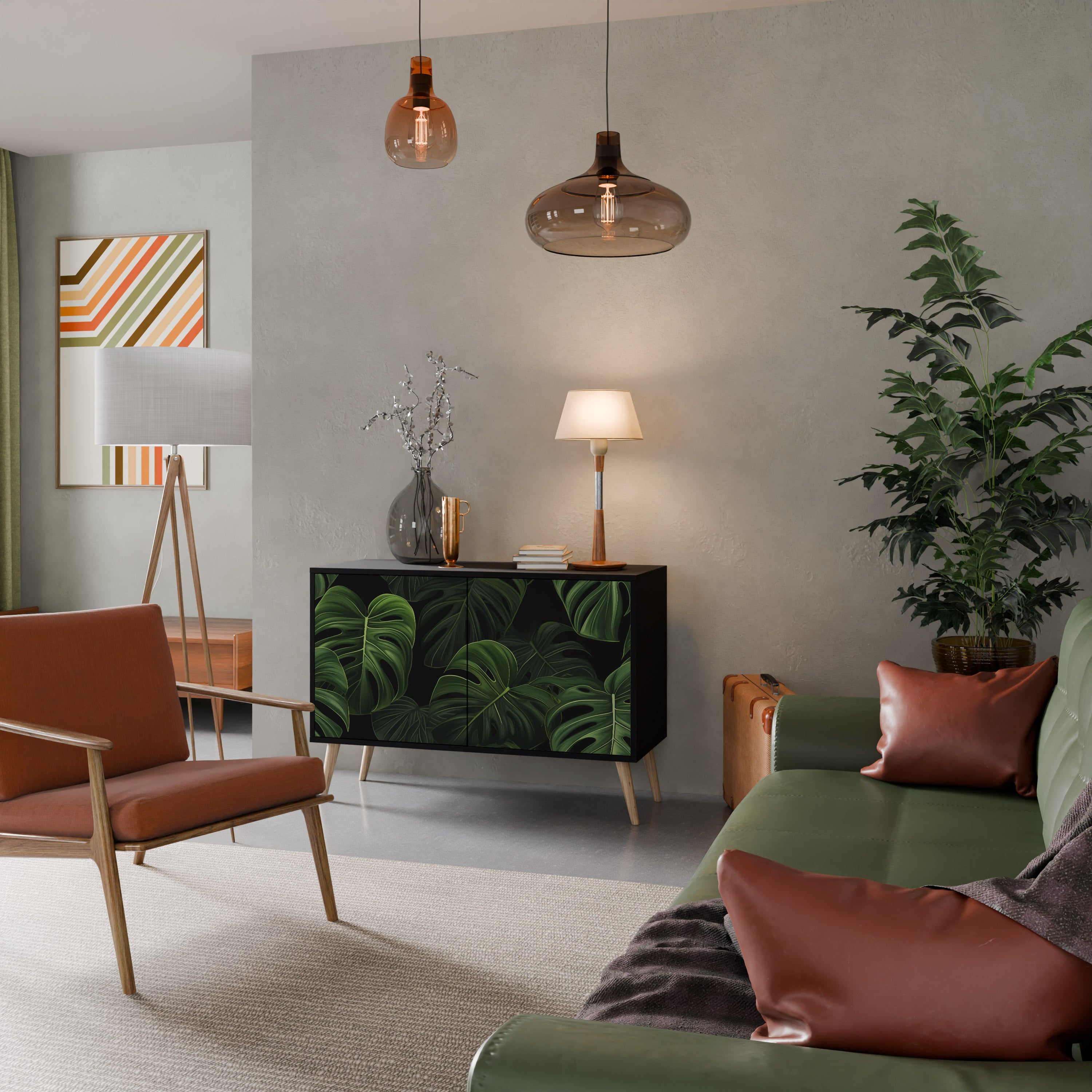 INFINITE MONSTERA 2-Door Sideboard in Black Finish