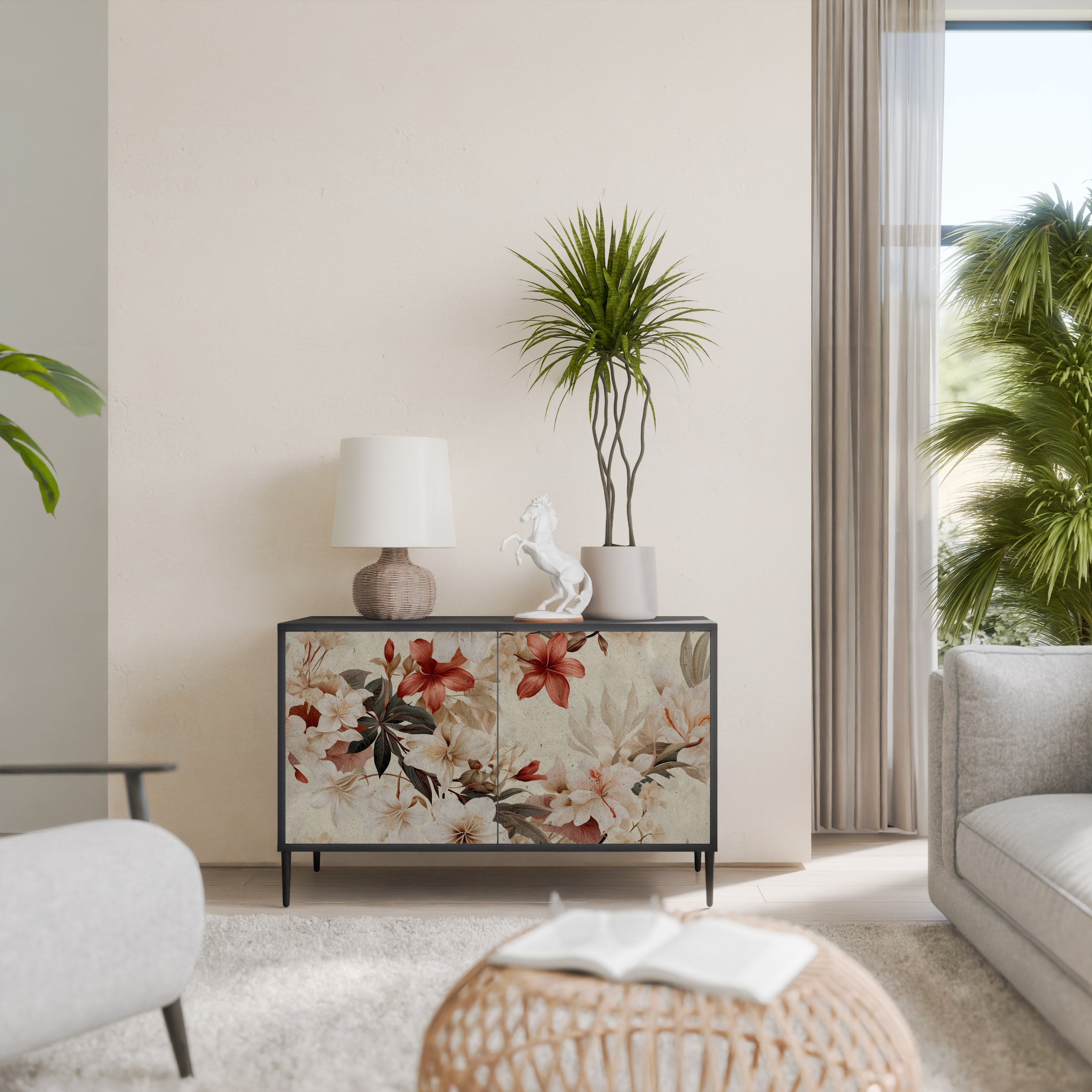 PETAL HARMONY 2-Door Sideboard in Black Finish