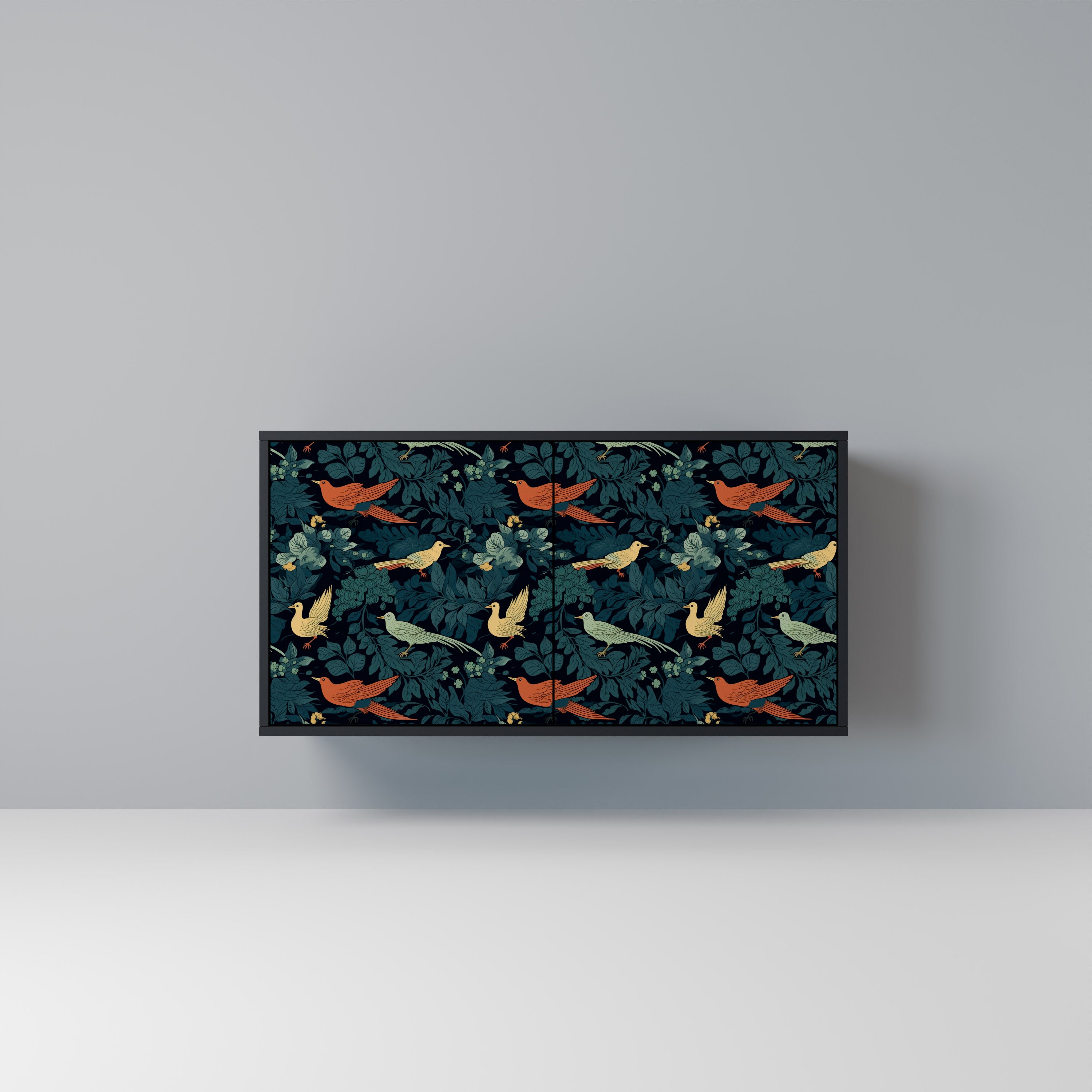 FOWL ORNAMENT 2-Door Sideboard in Black Finish