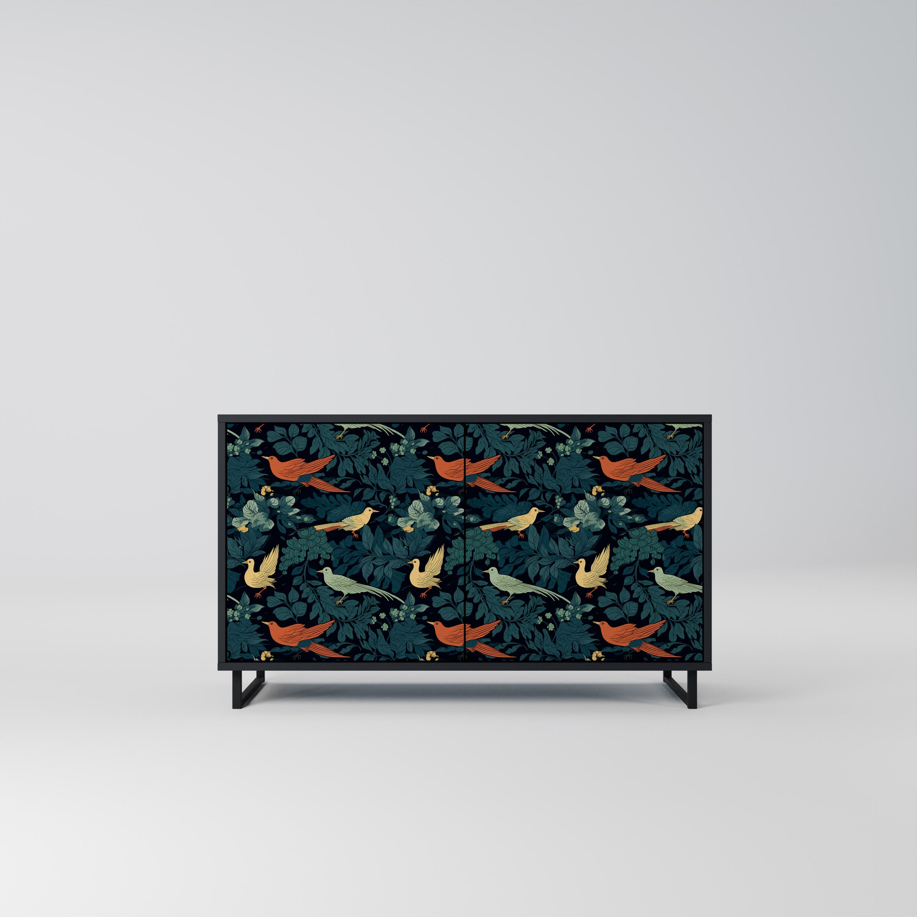 FOWL ORNAMENT 2-Door Sideboard in Black Finish