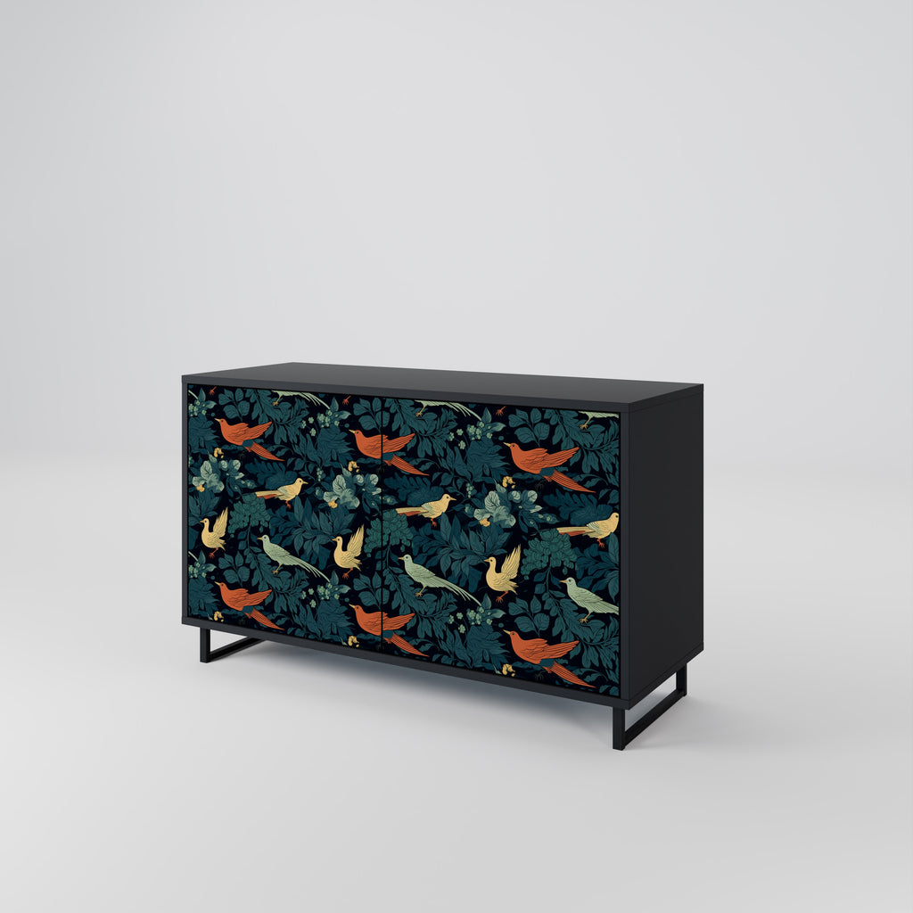 FOWL ORNAMENT 2-Door Sideboard in Black Finish