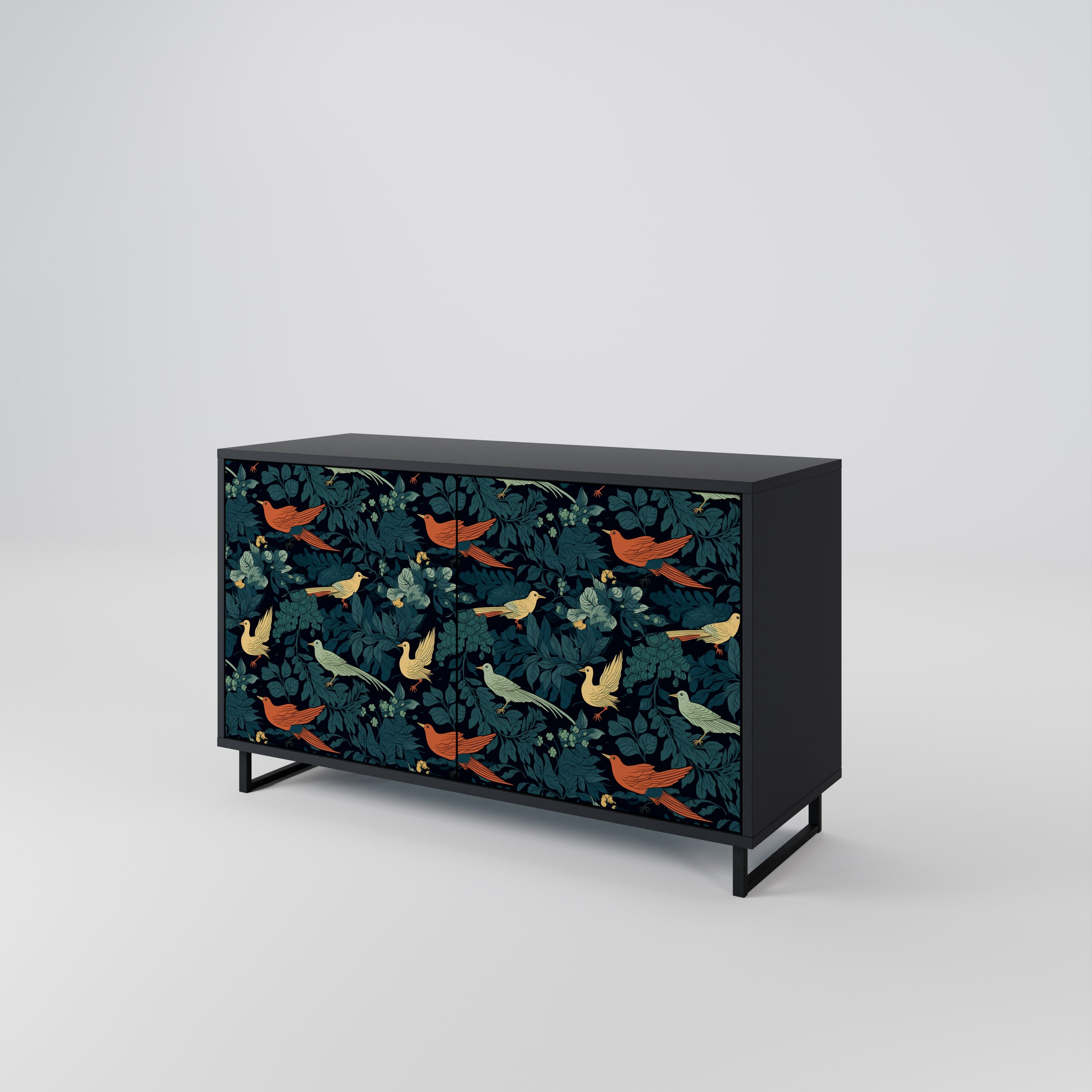 FOWL ORNAMENT 2-Door Sideboard in Black Finish