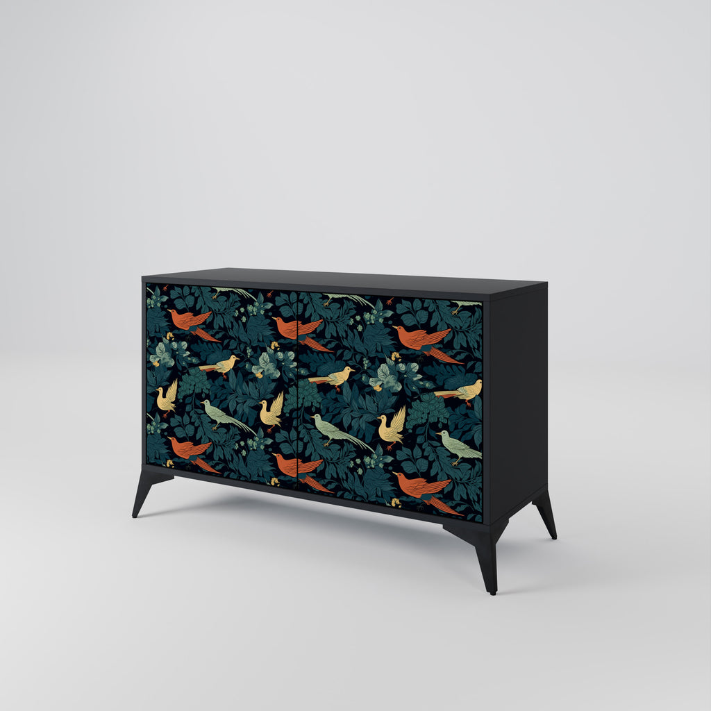 FOWL ORNAMENT 2-Door Sideboard in Black Finish