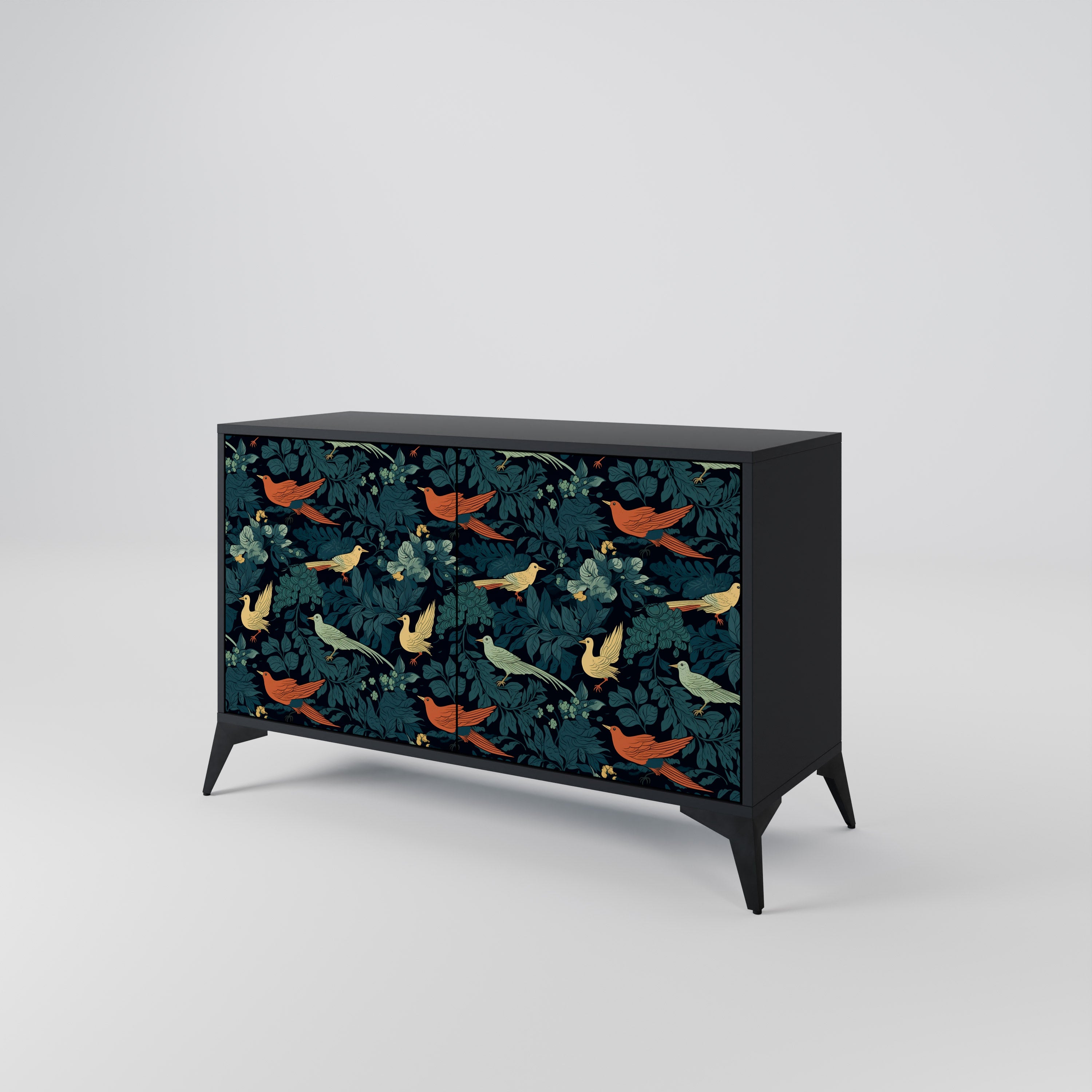 FOWL ORNAMENT 2-Door Sideboard in Black Finish