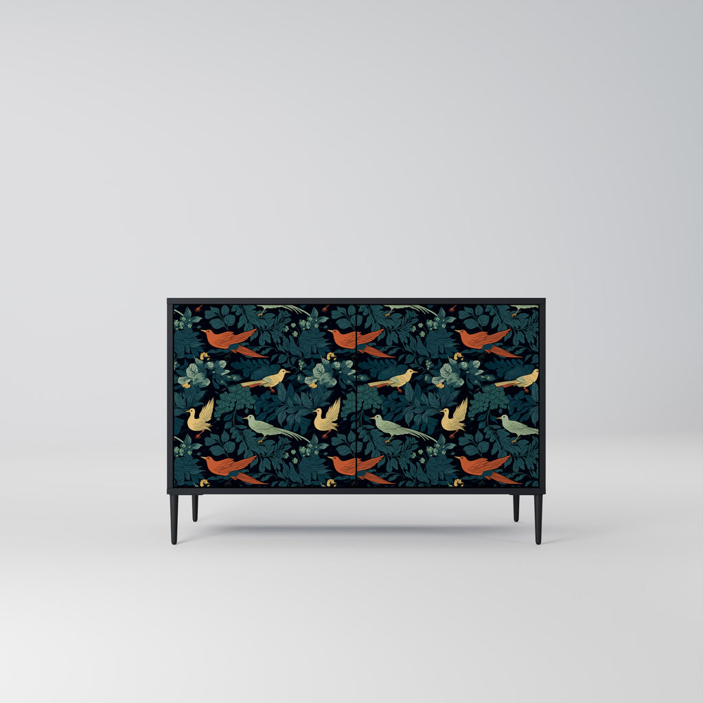 FOWL ORNAMENT 2-Door Sideboard in Black Finish