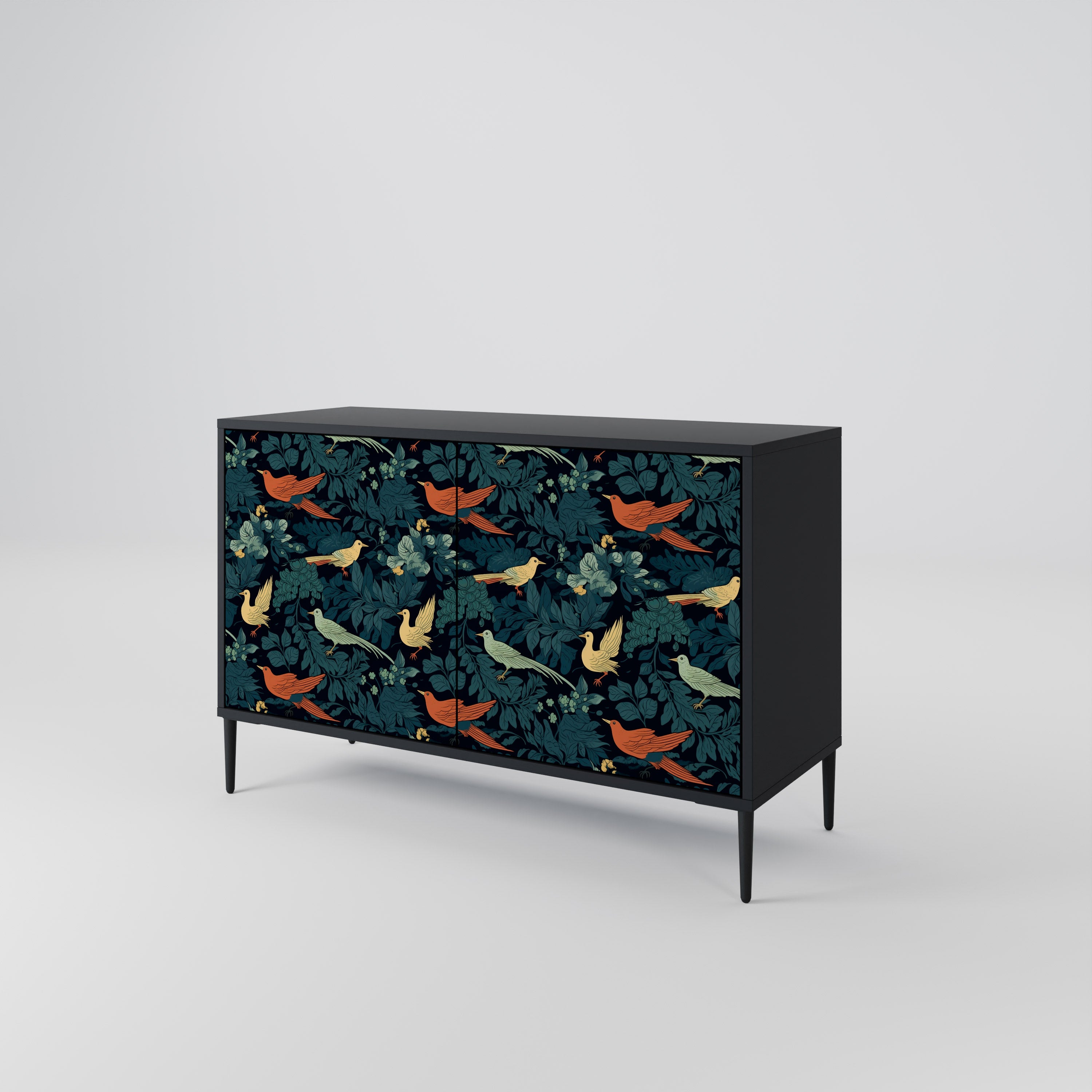 FOWL ORNAMENT 2-Door Sideboard in Black Finish