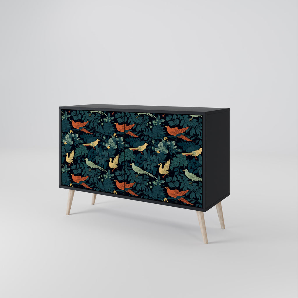 FOWL ORNAMENT 2-Door Sideboard in Black Finish