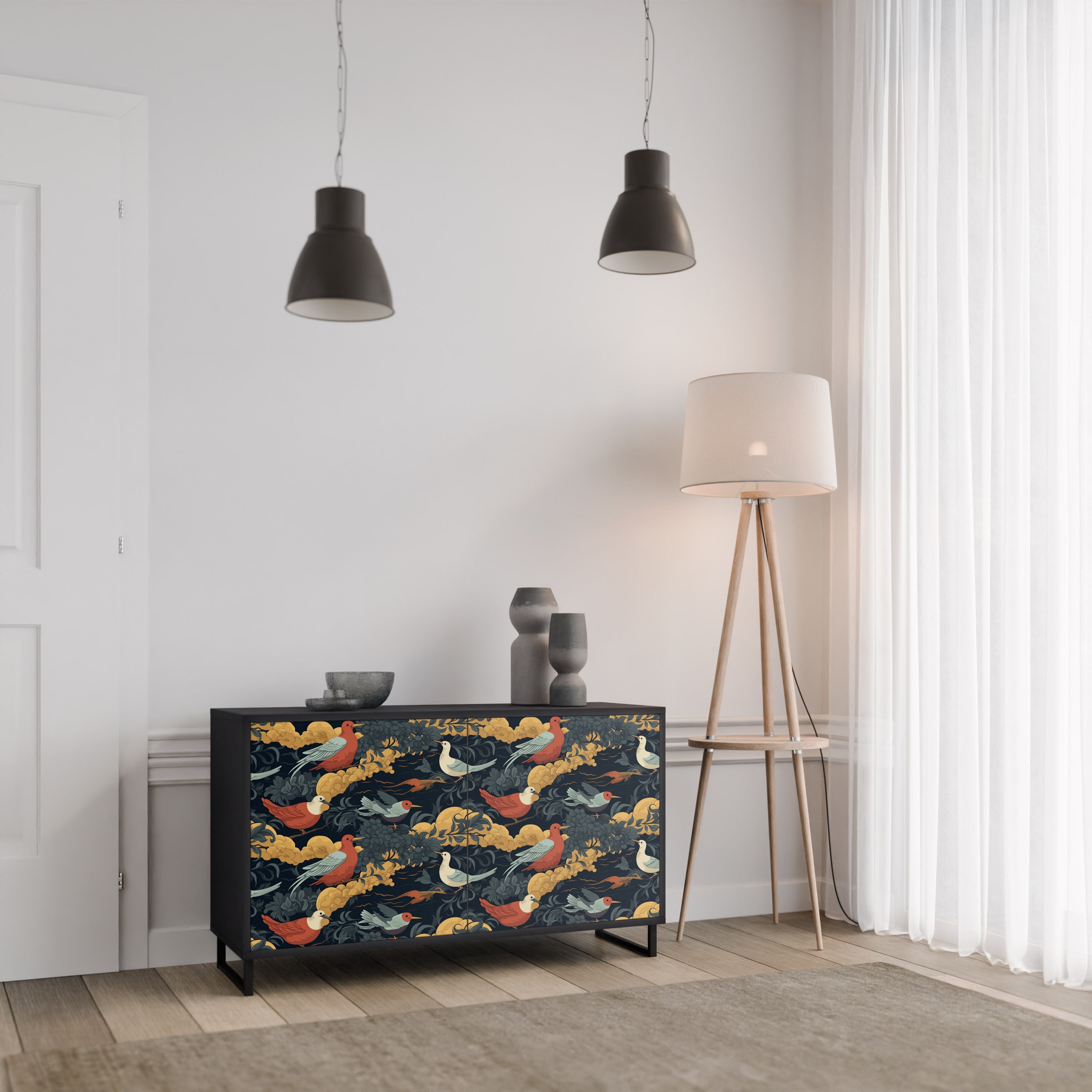 FOWLY DAZE 2-Door Sideboard in Black Finish