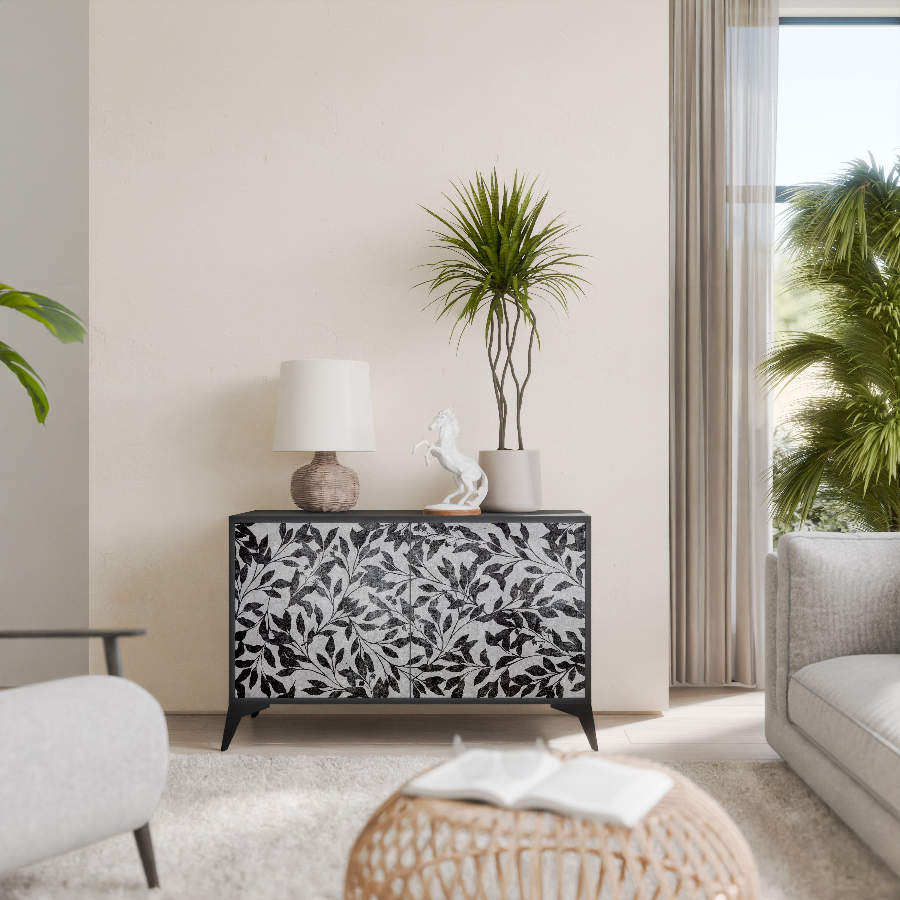 CHARCOAL SPROUT 2-Door Sideboard in Black Finish