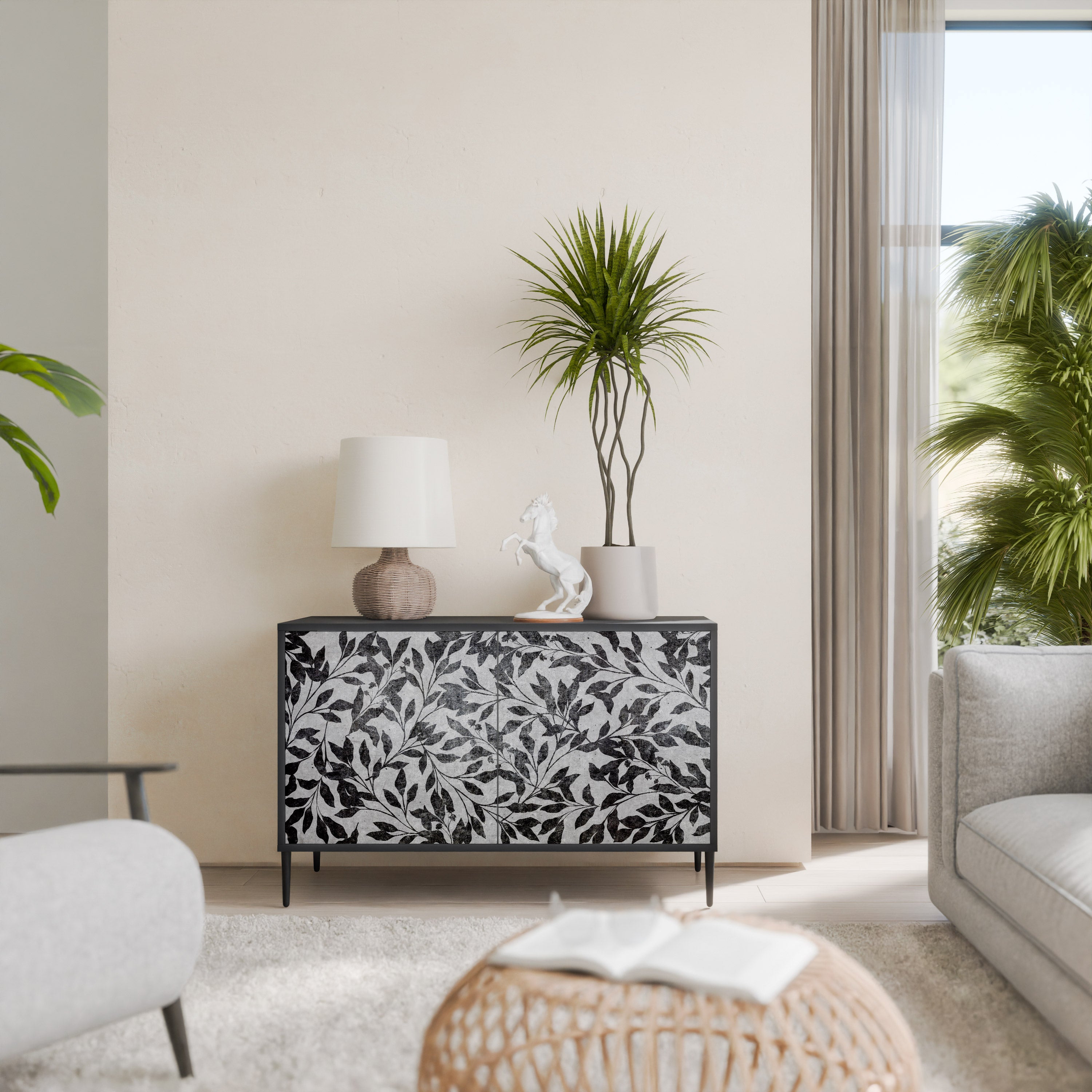 CHARCOAL SPROUT 2-Door Sideboard in Black Finish