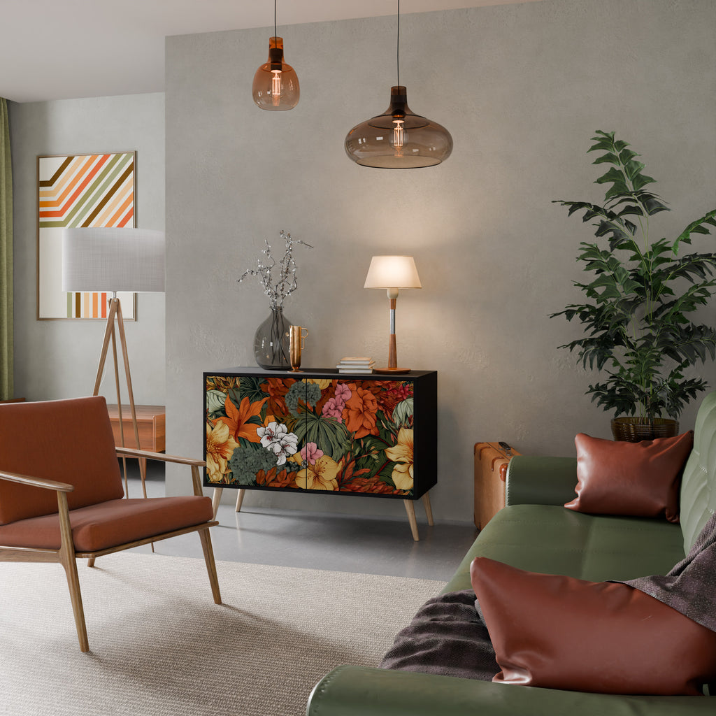 RADIANT FLORA 2-Door Sideboard in Black Finish