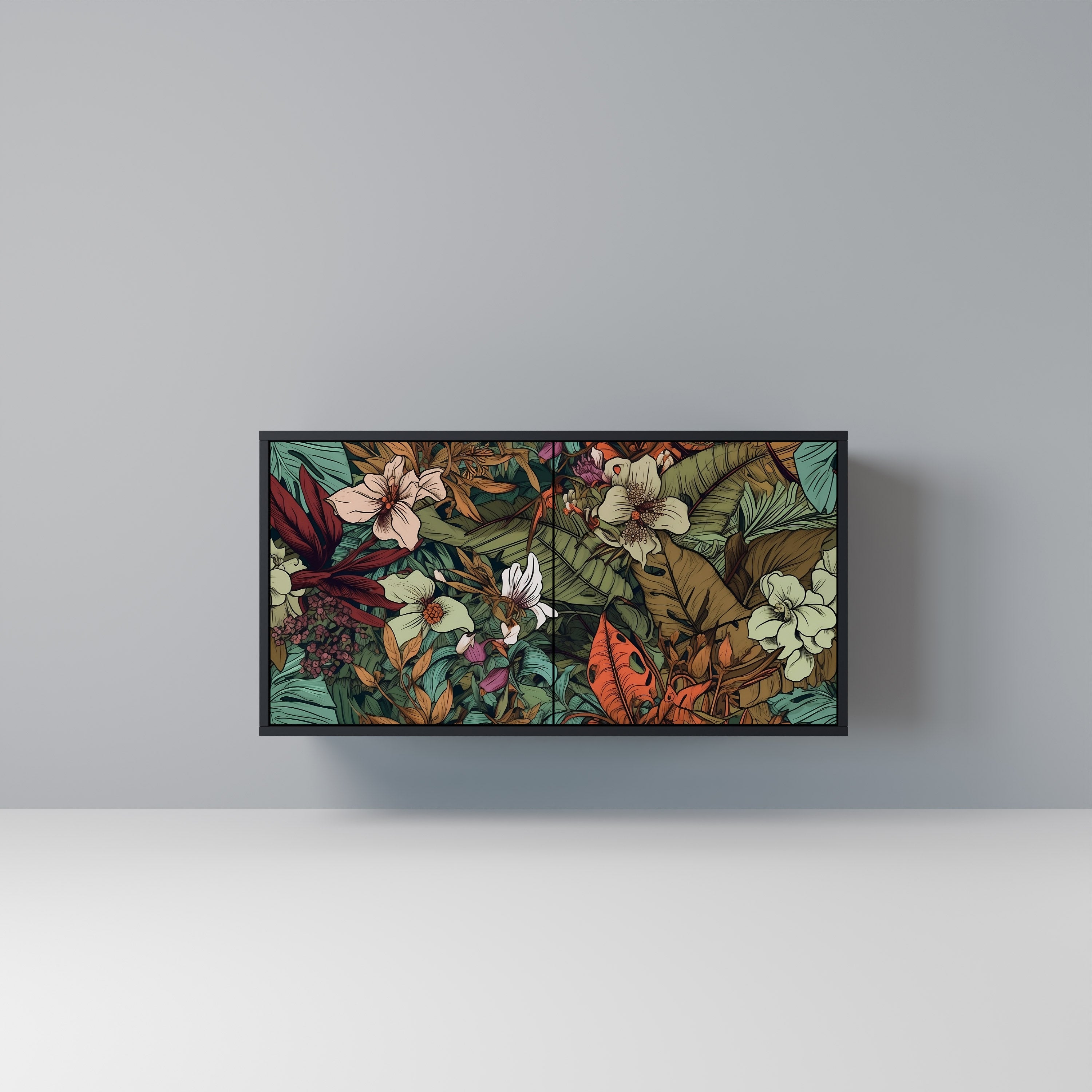 Aparador de 2 puertas BOTANICAL EMERGENCE en acabado negro