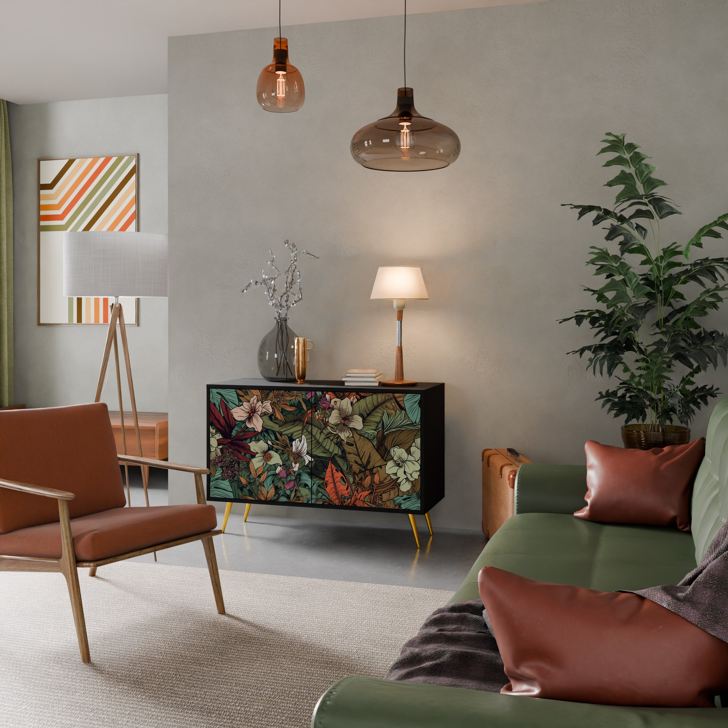 Aparador de 2 puertas BOTANICAL EMERGENCE en acabado negro