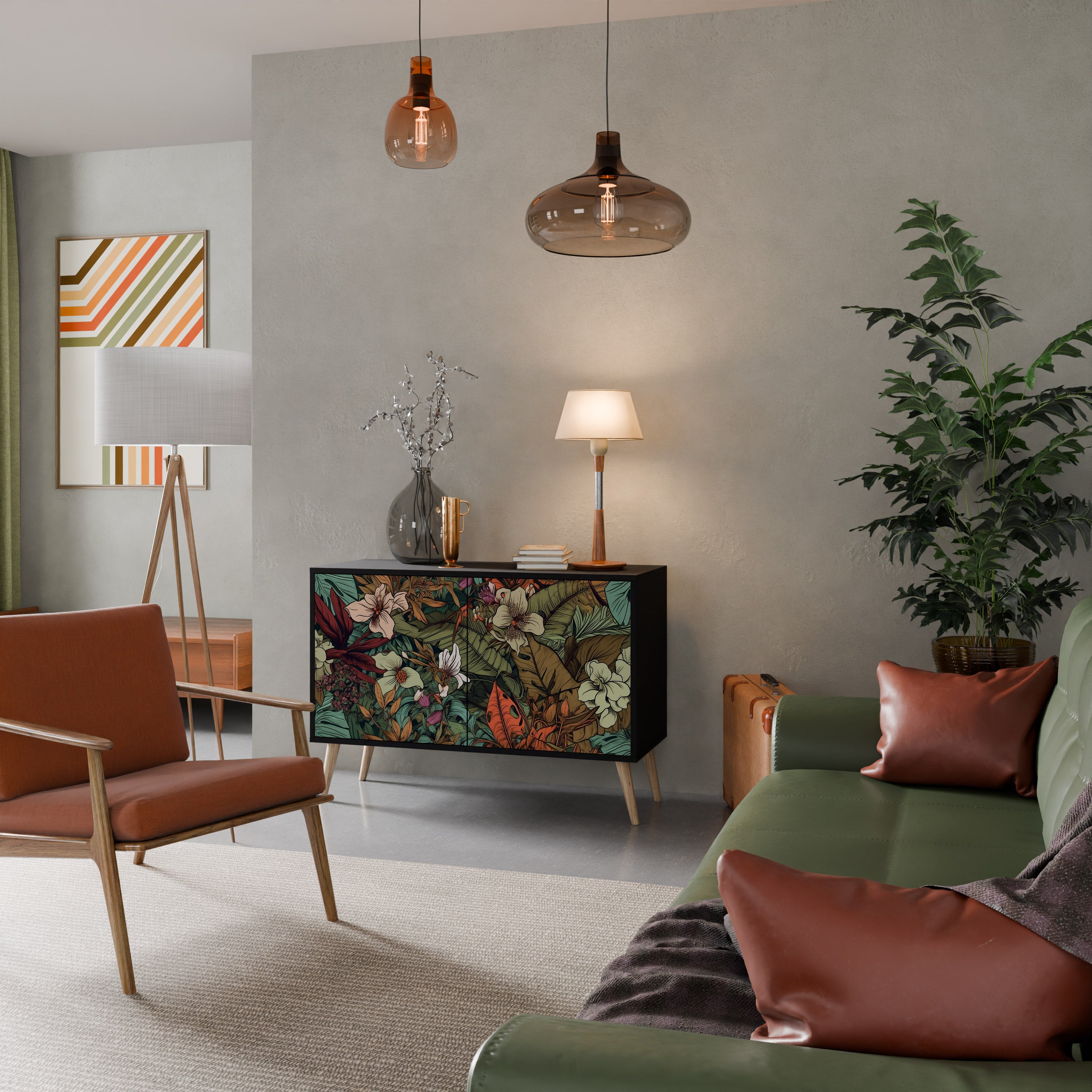 Aparador de 2 puertas BOTANICAL EMERGENCE en acabado negro