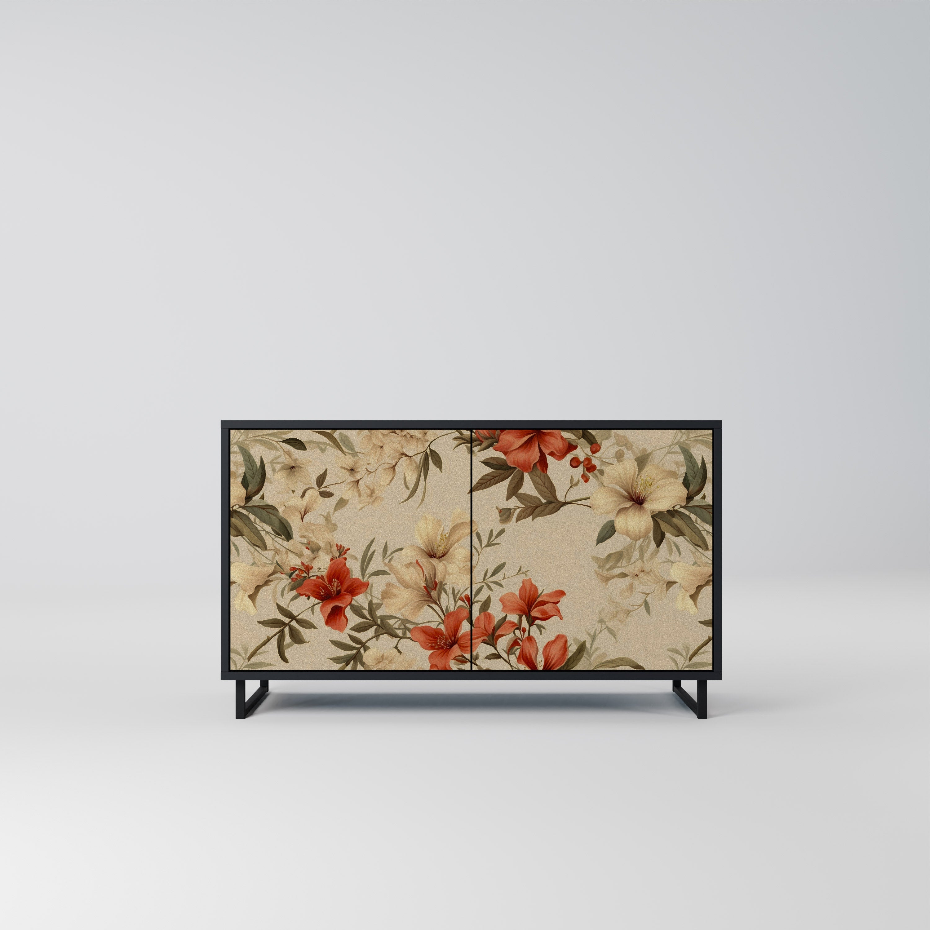 BLOOMING HARMONY 2-Door Sideboard in Black Finish