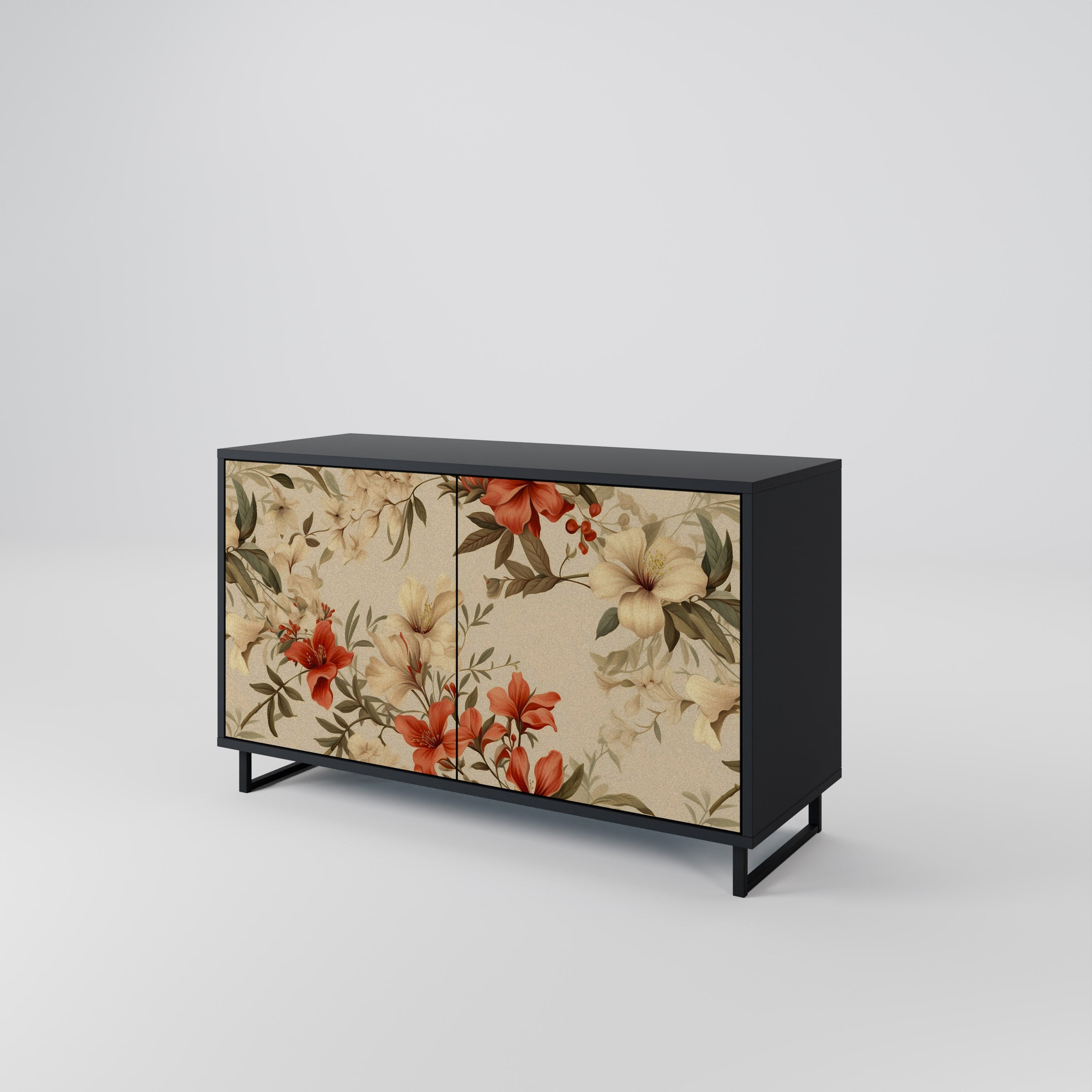 BLOOMING HARMONY 2-Door Sideboard in Black Finish