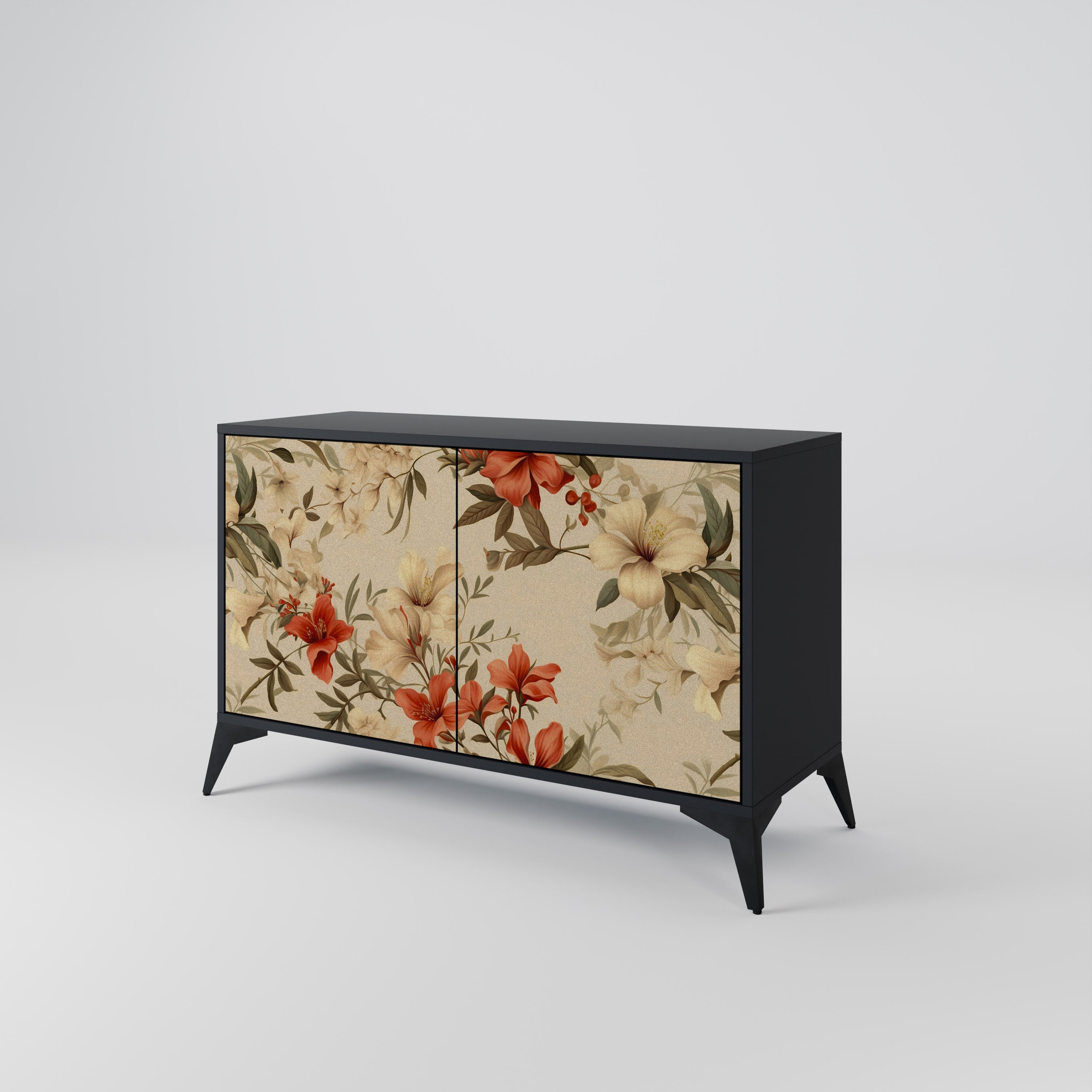 BLOOMING HARMONY 2-Door Sideboard in Black Finish