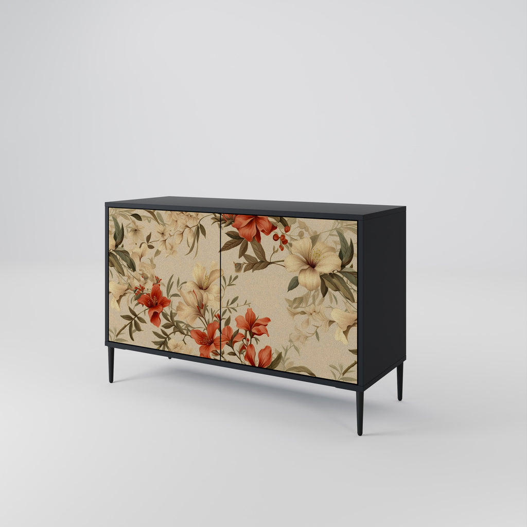BLOOMING HARMONY 2-Door Sideboard in Black Finish