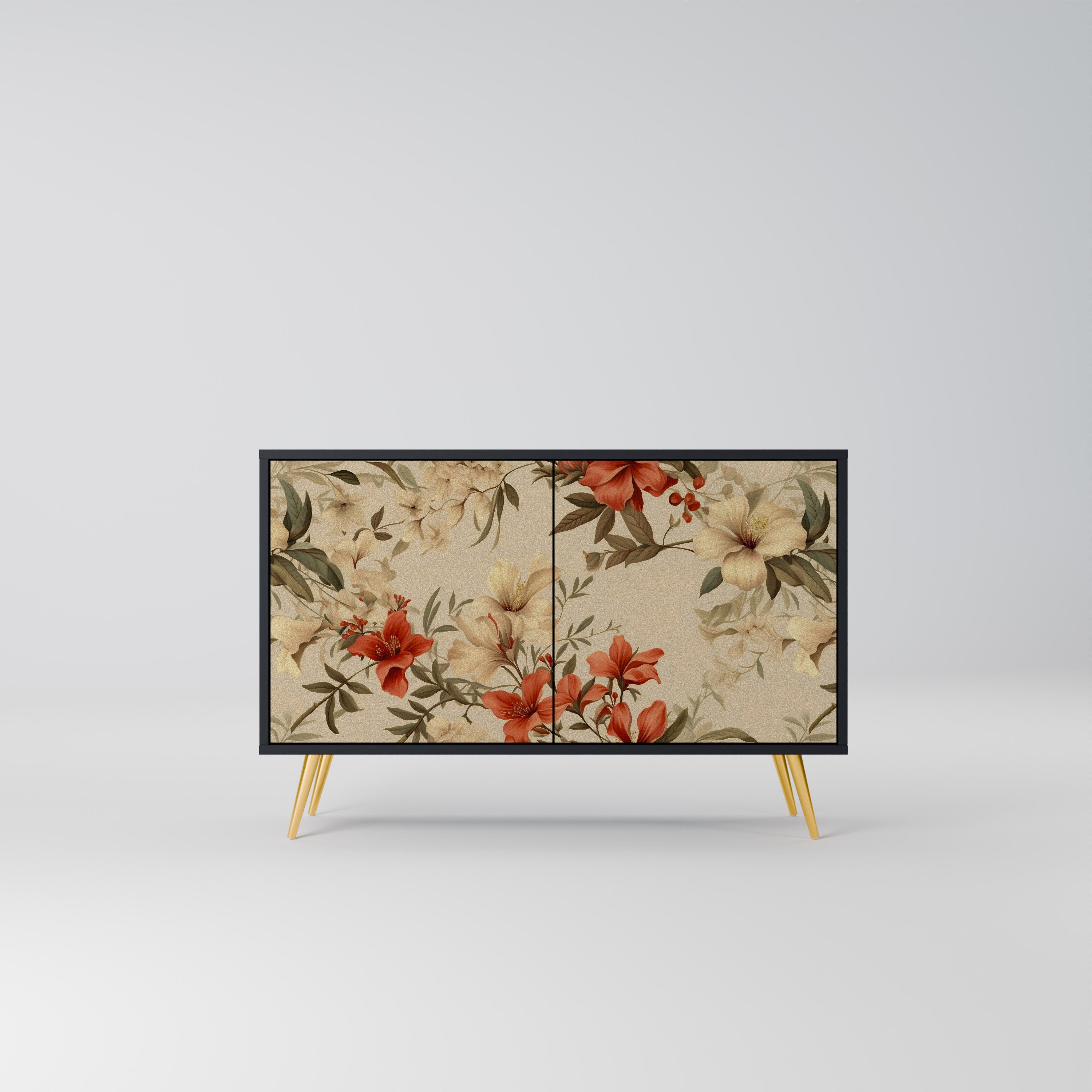 BLOOMING HARMONY 2-Door Sideboard in Black Finish