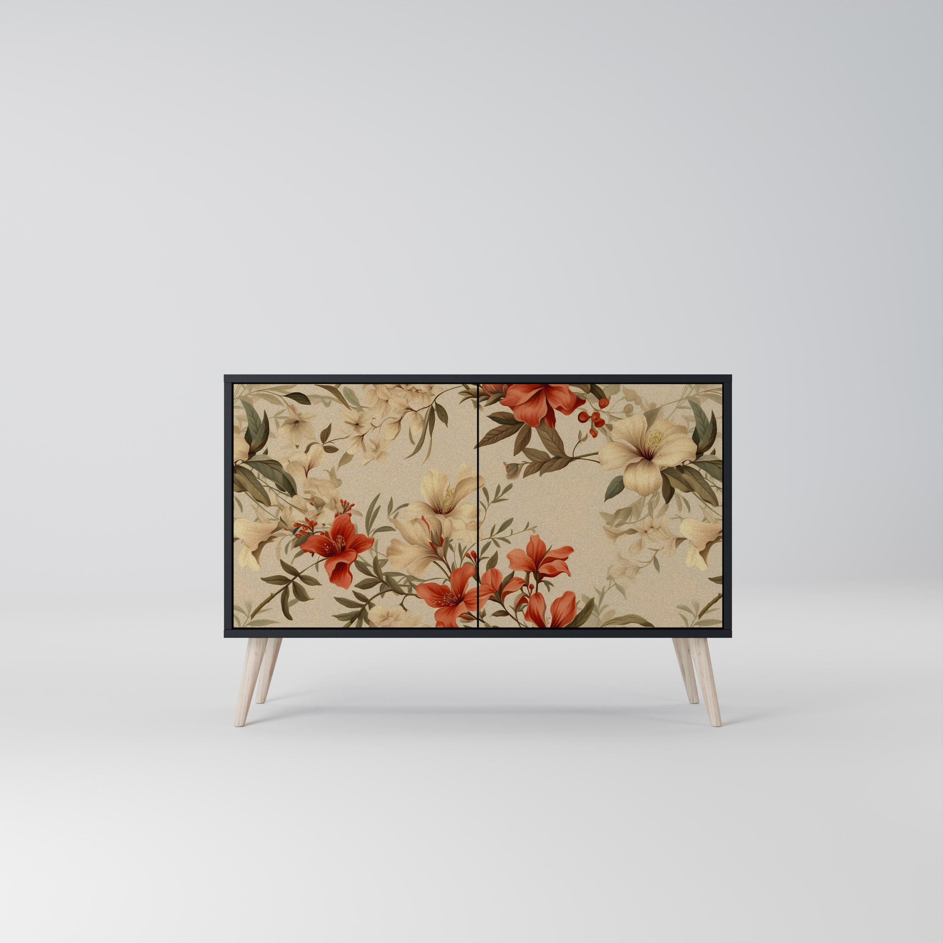 BLOOMING HARMONY 2-Door Sideboard in Black Finish