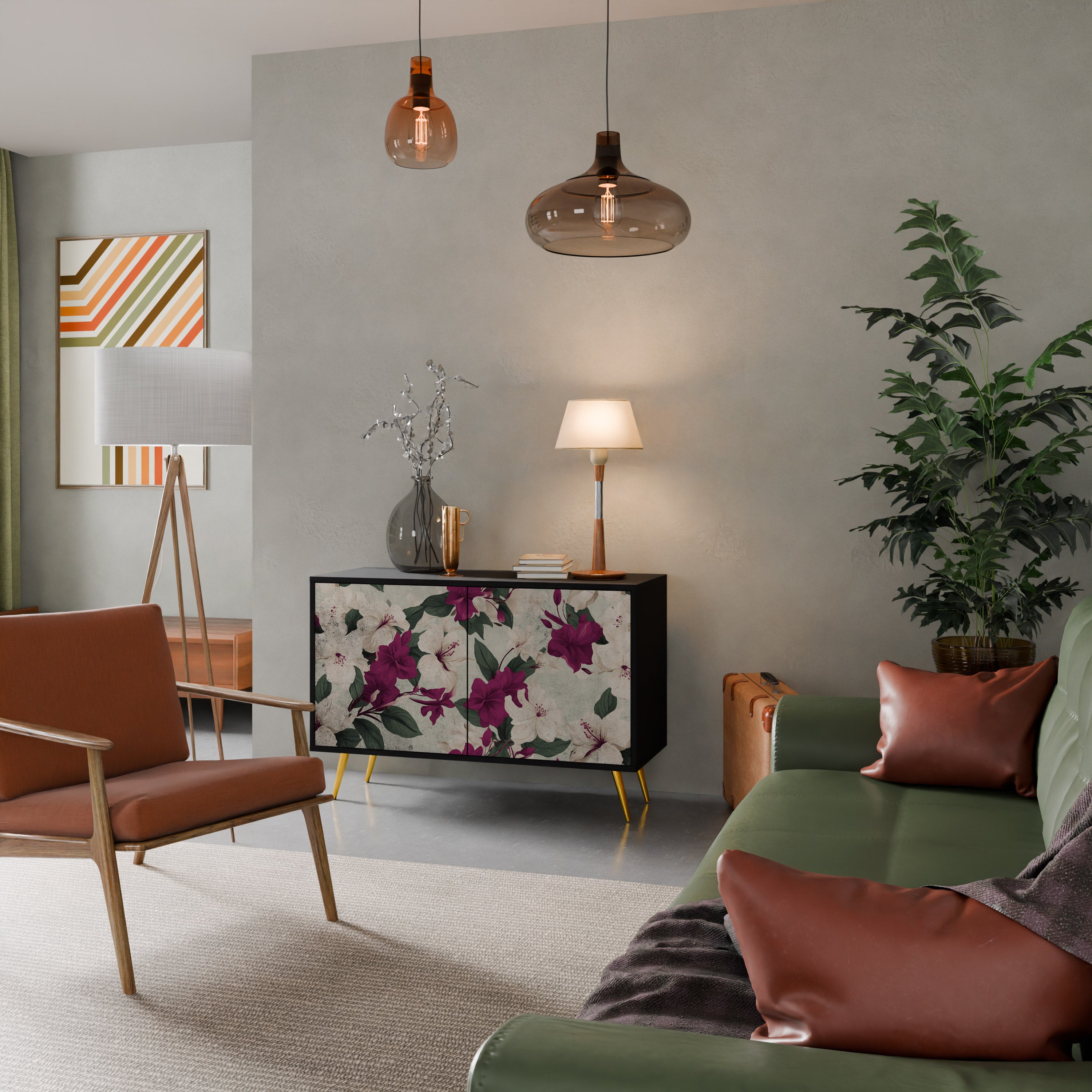 FLOWERET DREAM 2-Door Sideboard in Black Finish