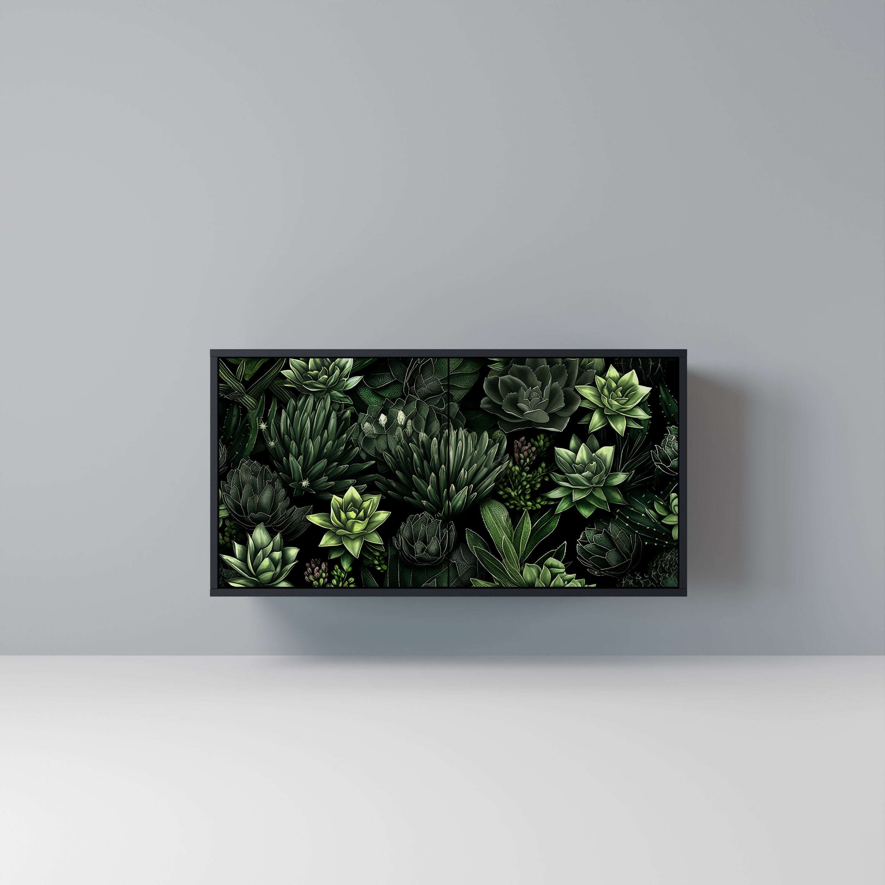 SUCCULENT JUNGLE 2-Door Sideboard in Black Finish
