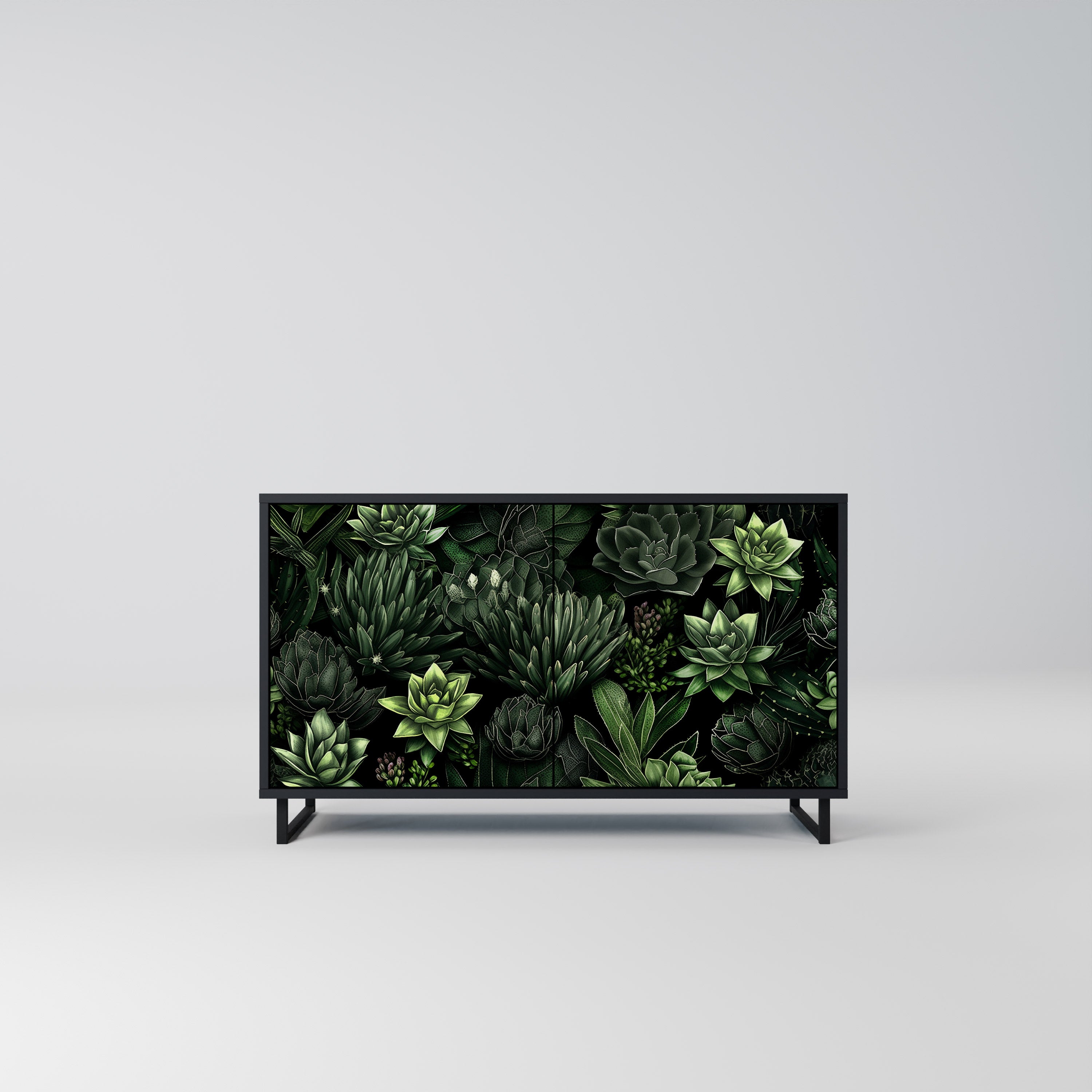 SUCCULENT JUNGLE 2-Door Sideboard in Black Finish