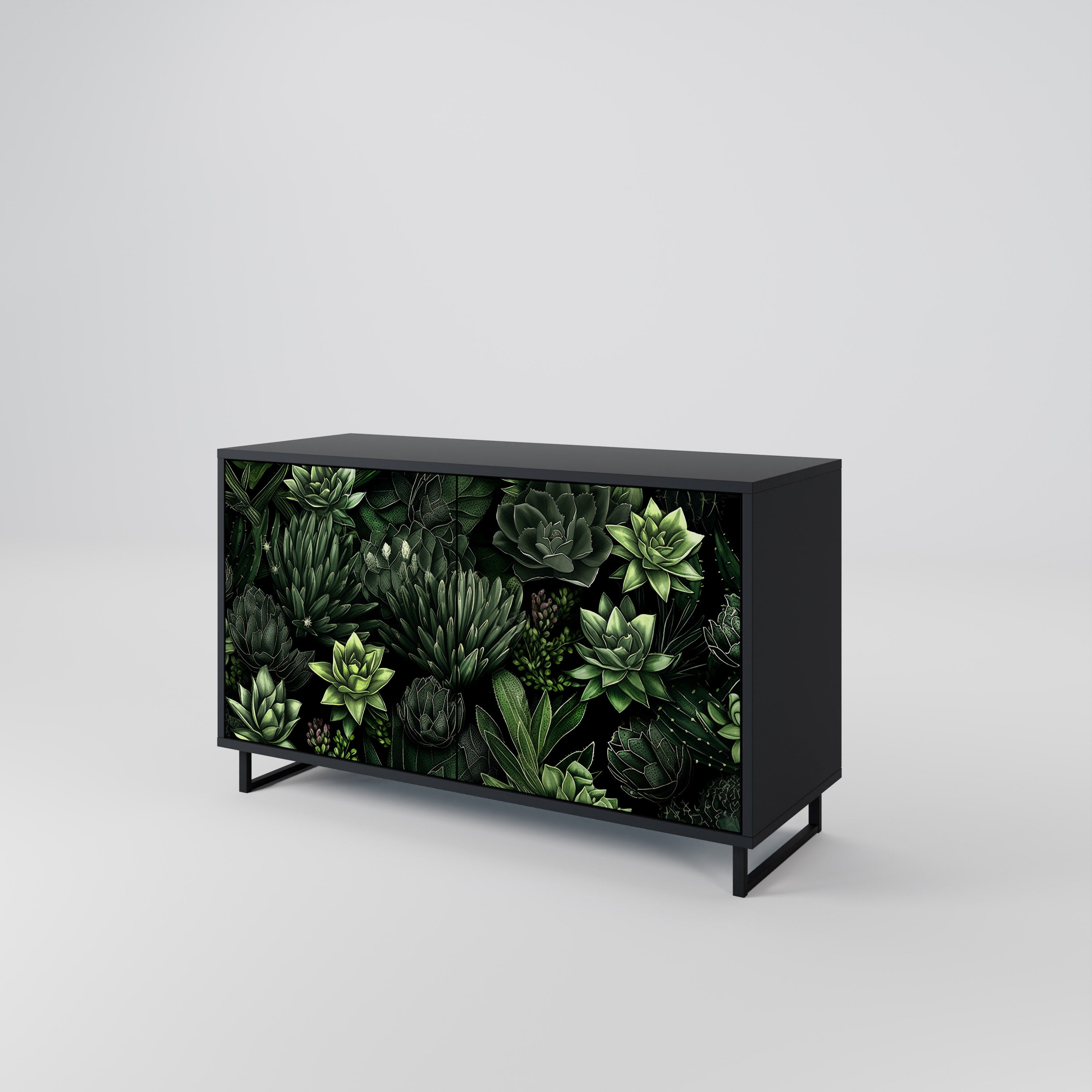 SUCCULENT JUNGLE 2-Door Sideboard in Black Finish