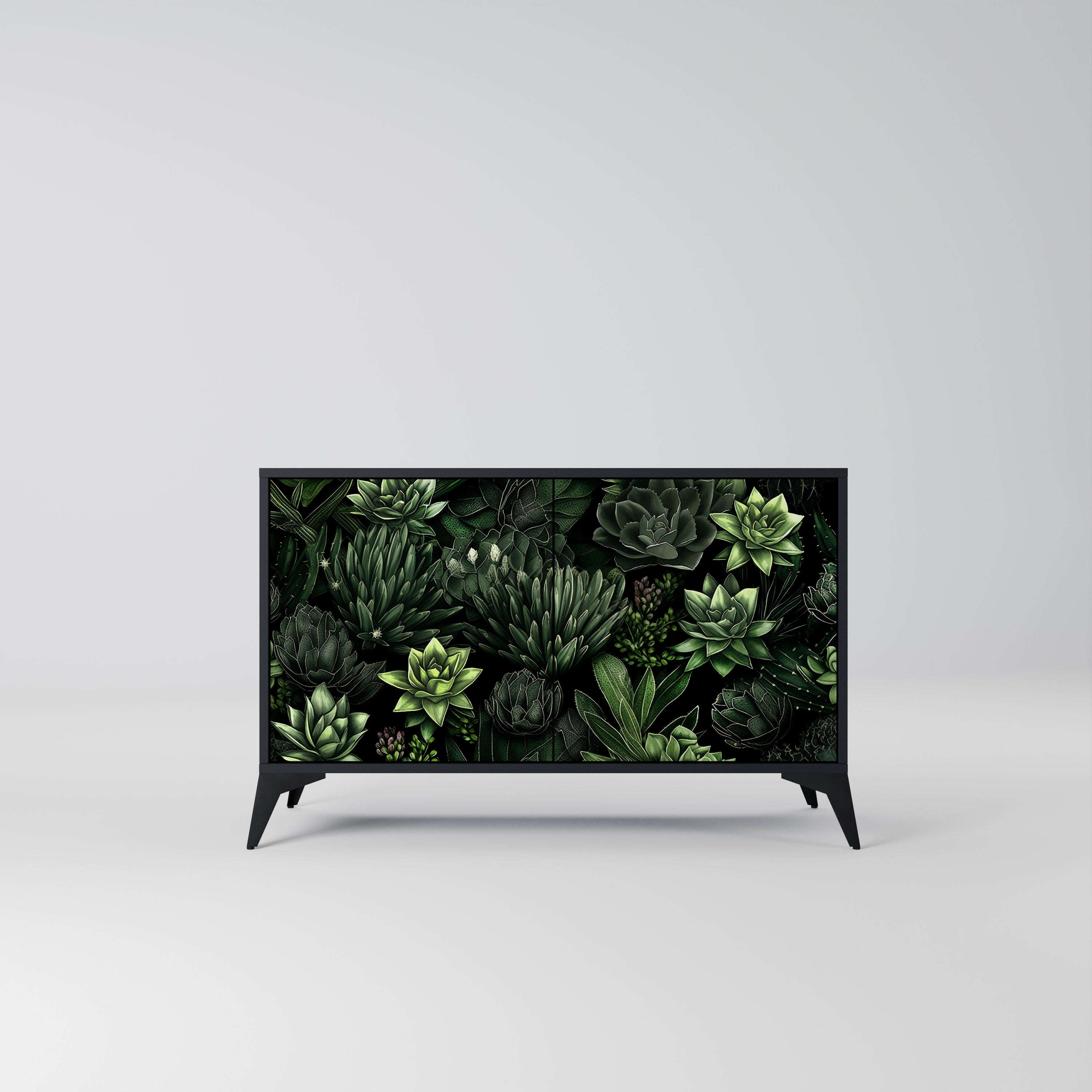 SUCCULENT JUNGLE 2-Door Sideboard in Black Finish