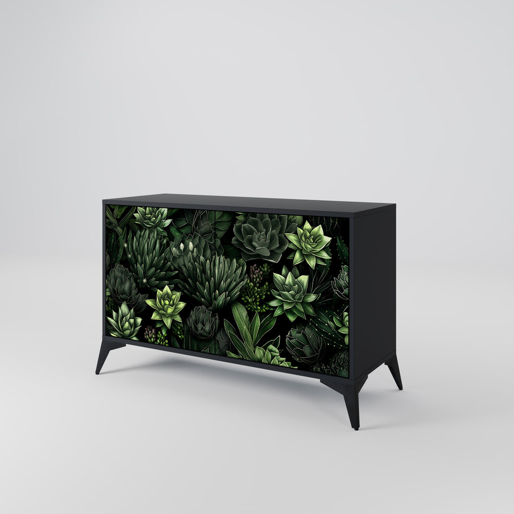 SUCCULENT JUNGLE 2-Door Sideboard in Black Finish