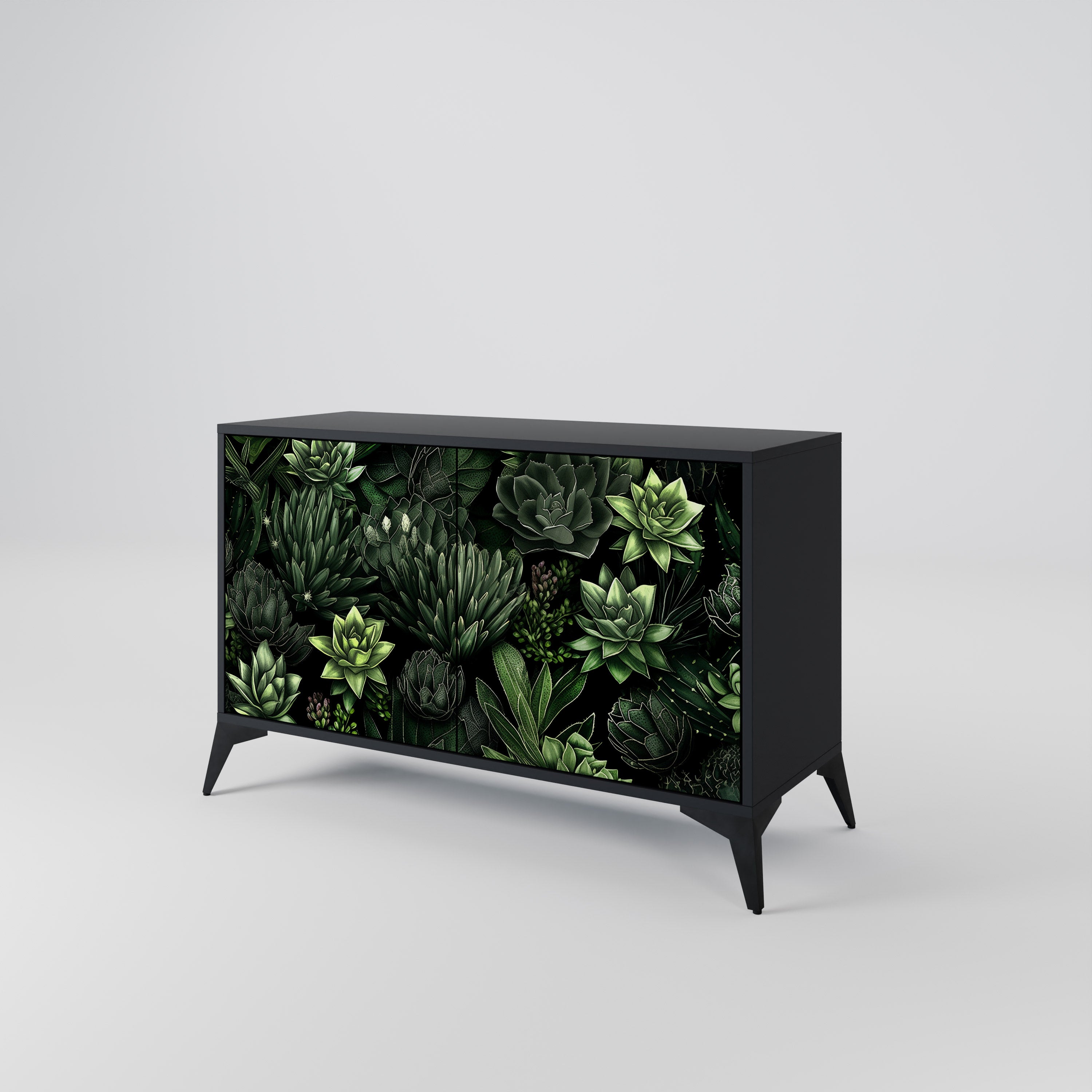SUCCULENT JUNGLE 2-Door Sideboard in Black Finish