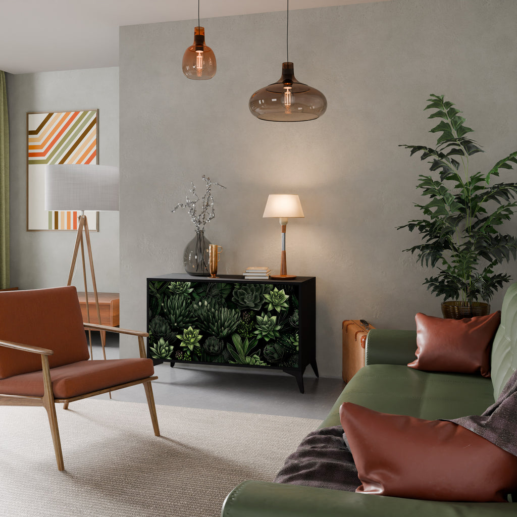 SUCCULENT JUNGLE 2-Door Sideboard in Black Finish