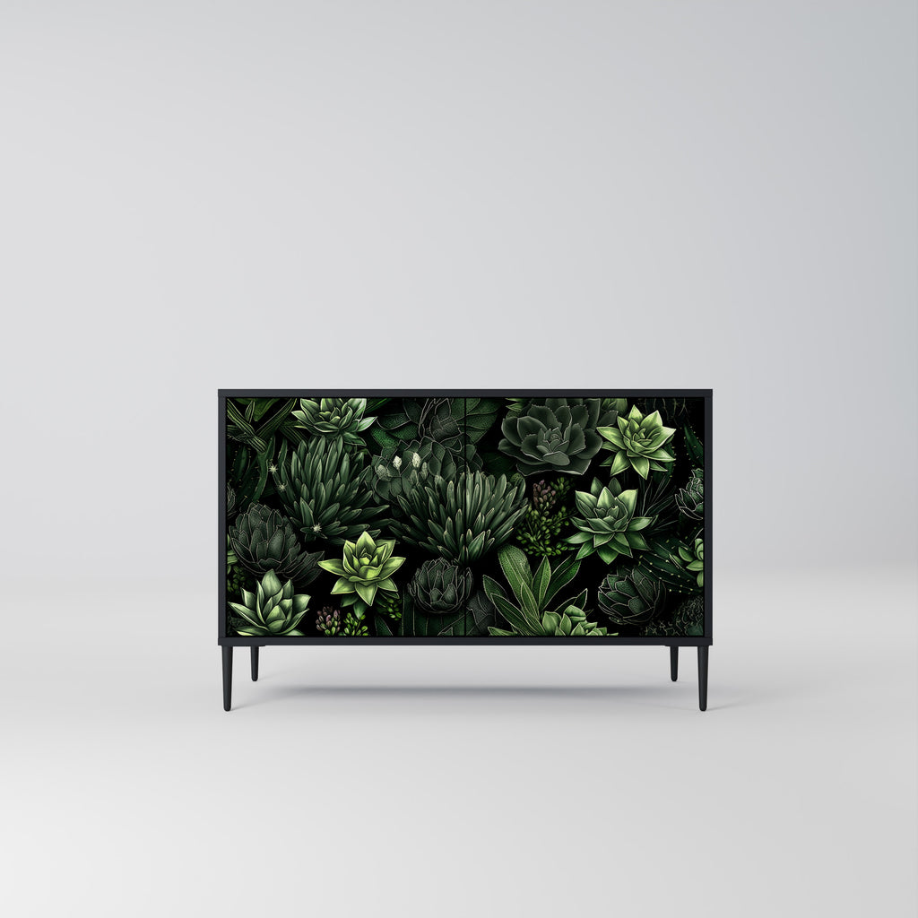 SUCCULENT JUNGLE 2-Door Sideboard in Black Finish