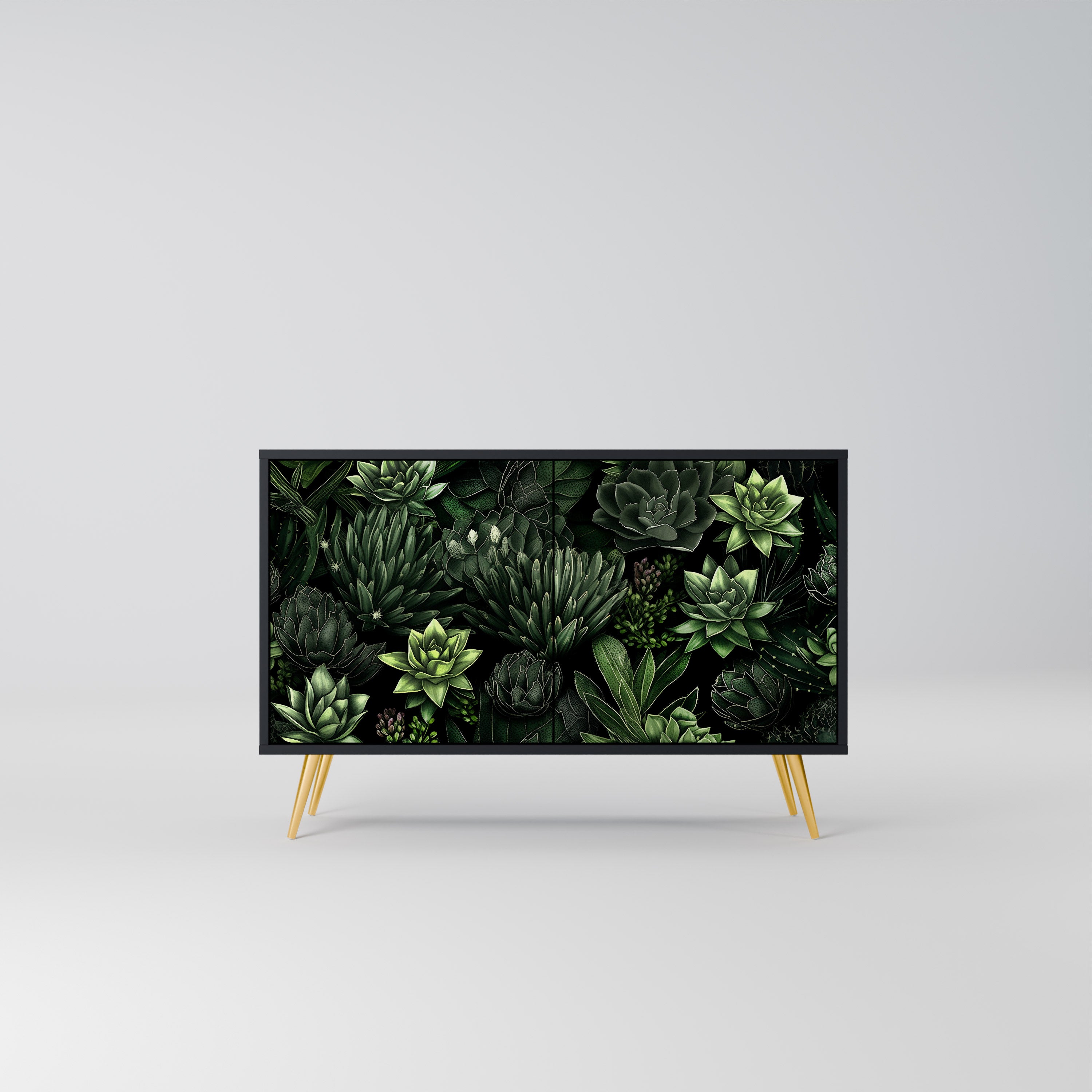 SUCCULENT JUNGLE 2-Door Sideboard in Black Finish