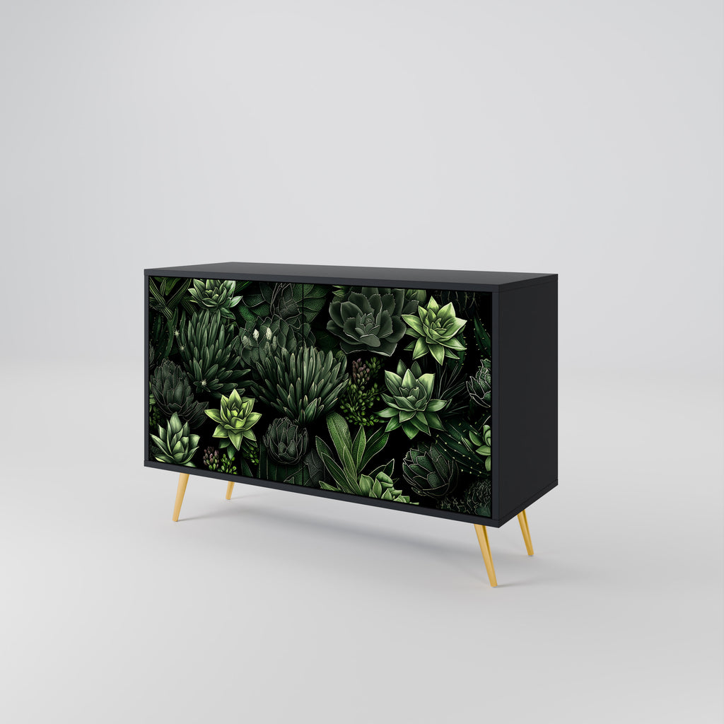 SUCCULENT JUNGLE 2-Door Sideboard in Black Finish