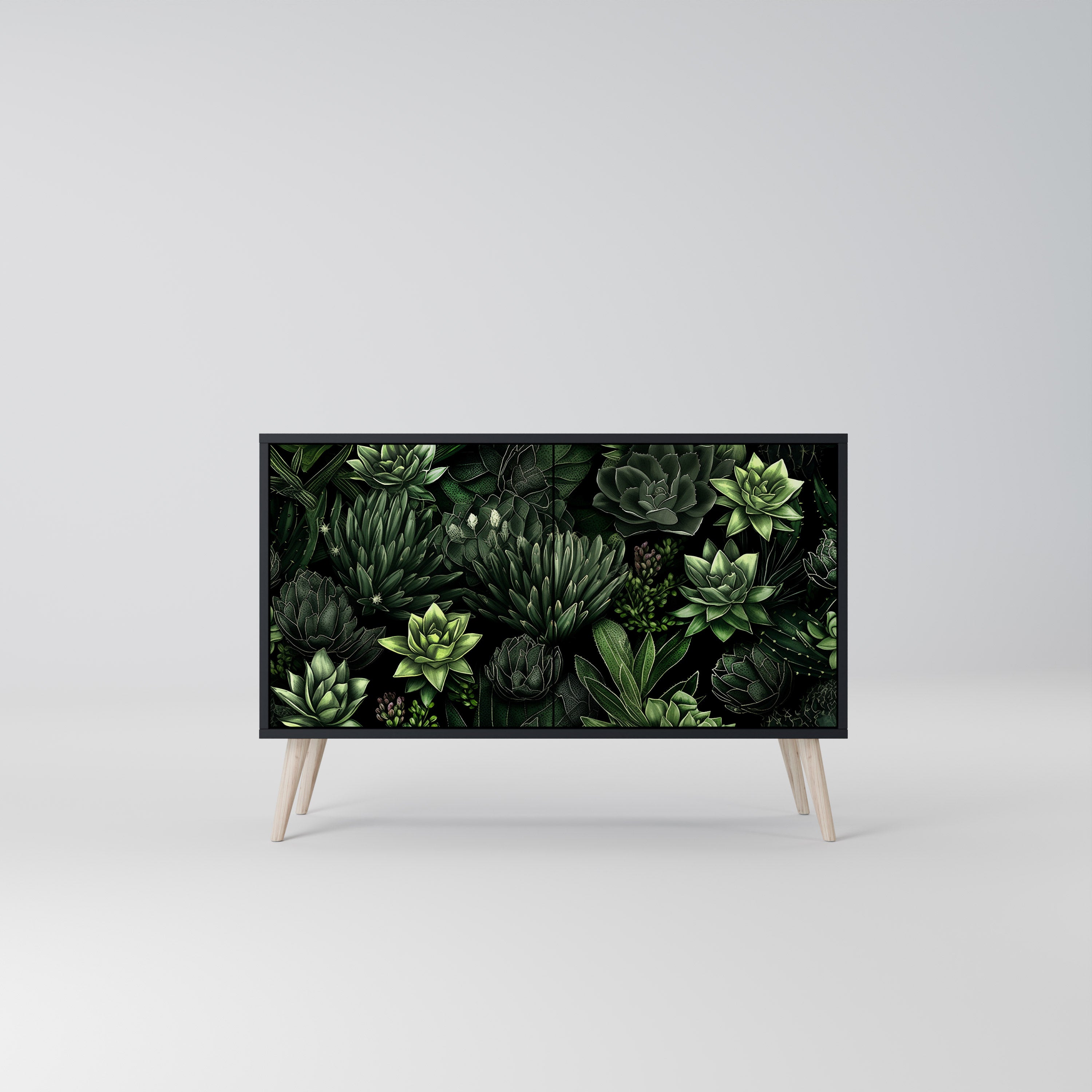 SUCCULENT JUNGLE 2-Door Sideboard in Black Finish