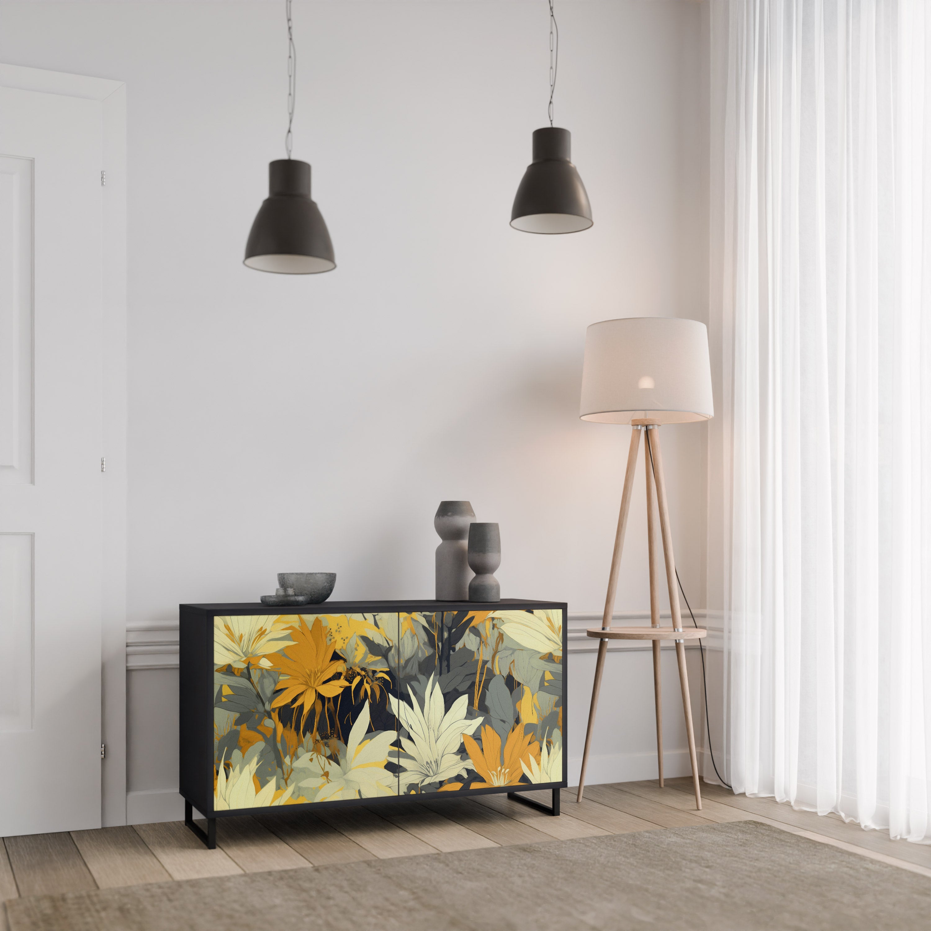 SUNKISSED LILY 2-Door Sideboard in Black Finish