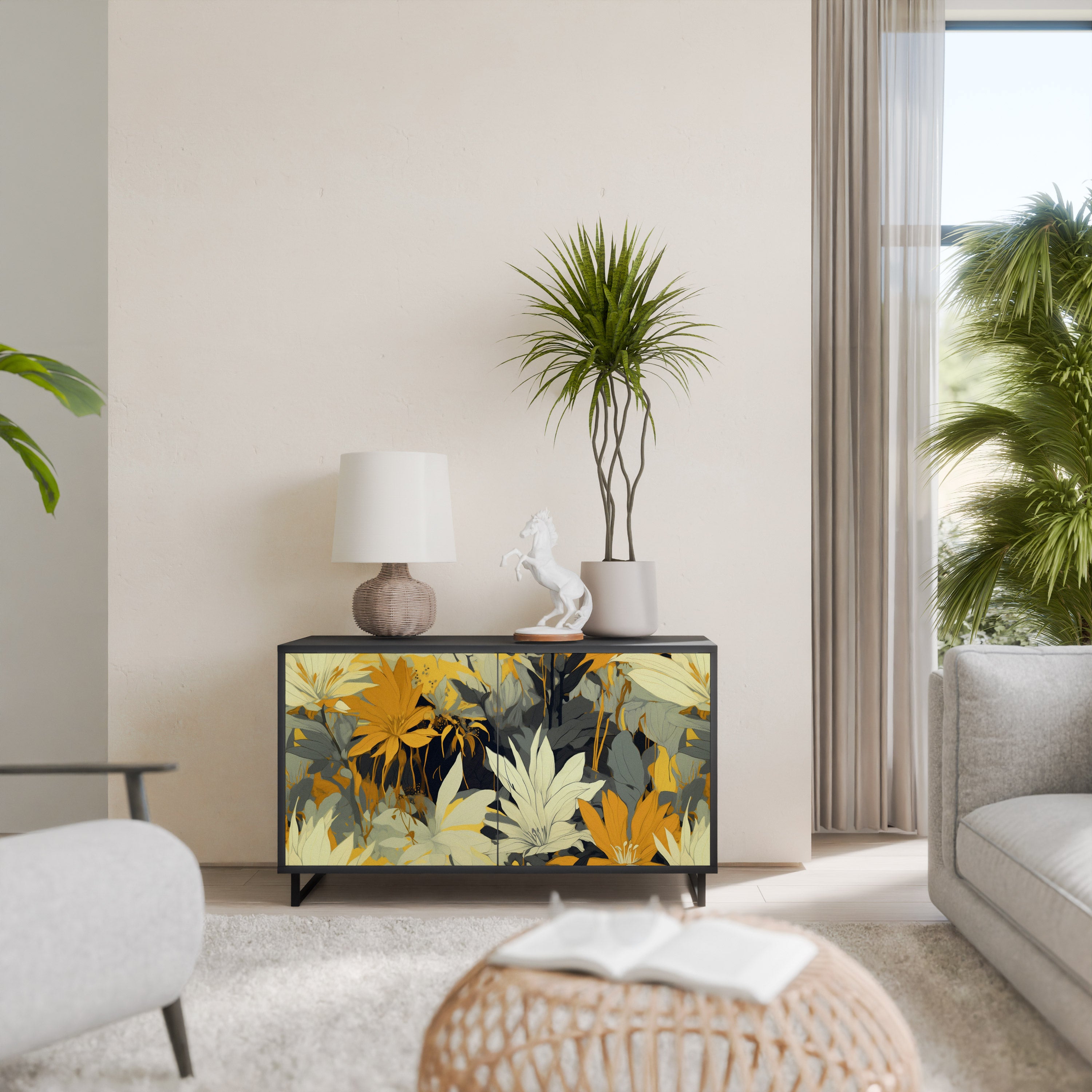 SUNKISSED LILY 2-Door Sideboard in Black Finish