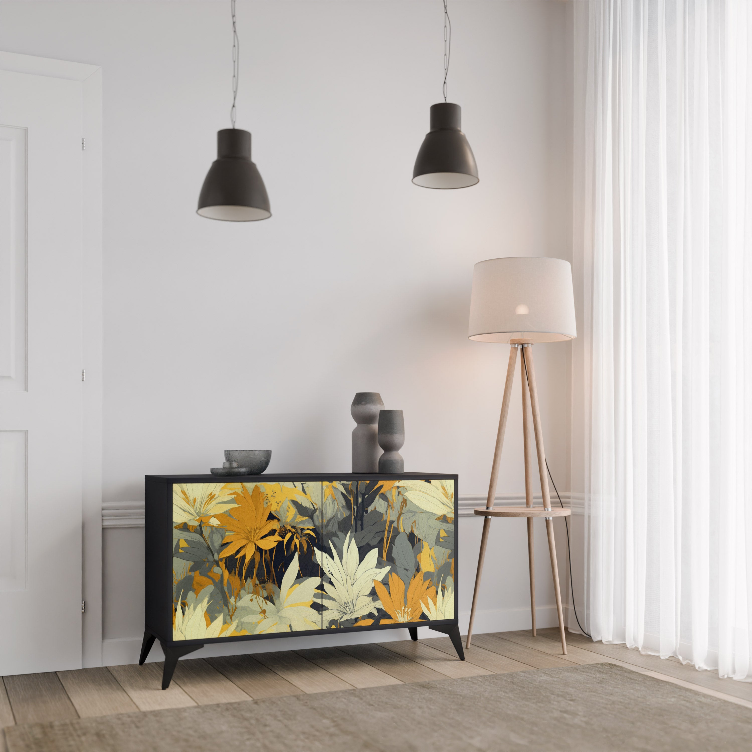 SUNKISSED LILY 2-Door Sideboard in Black Finish