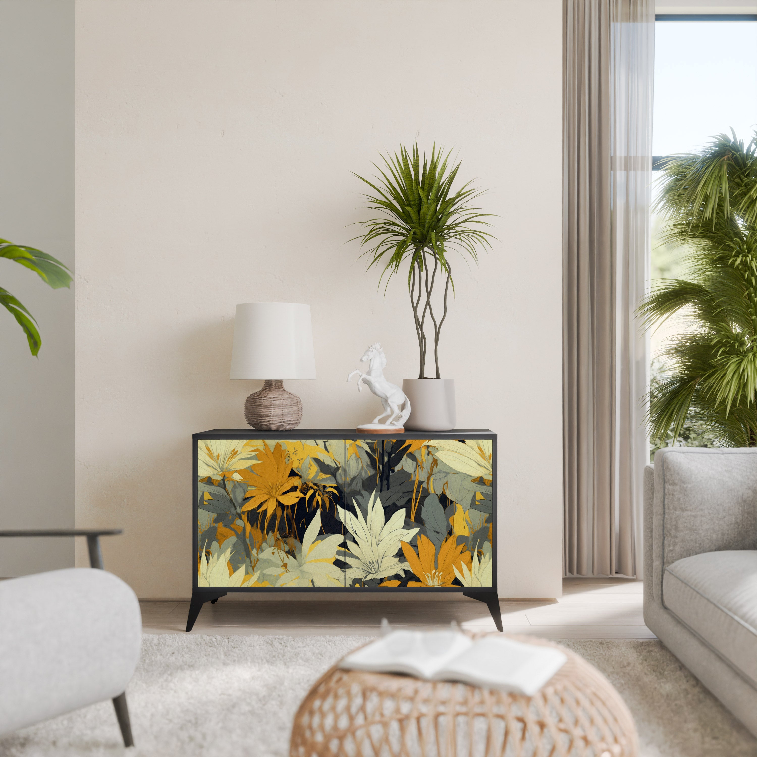 SUNKISSED LILY 2-Door Sideboard in Black Finish