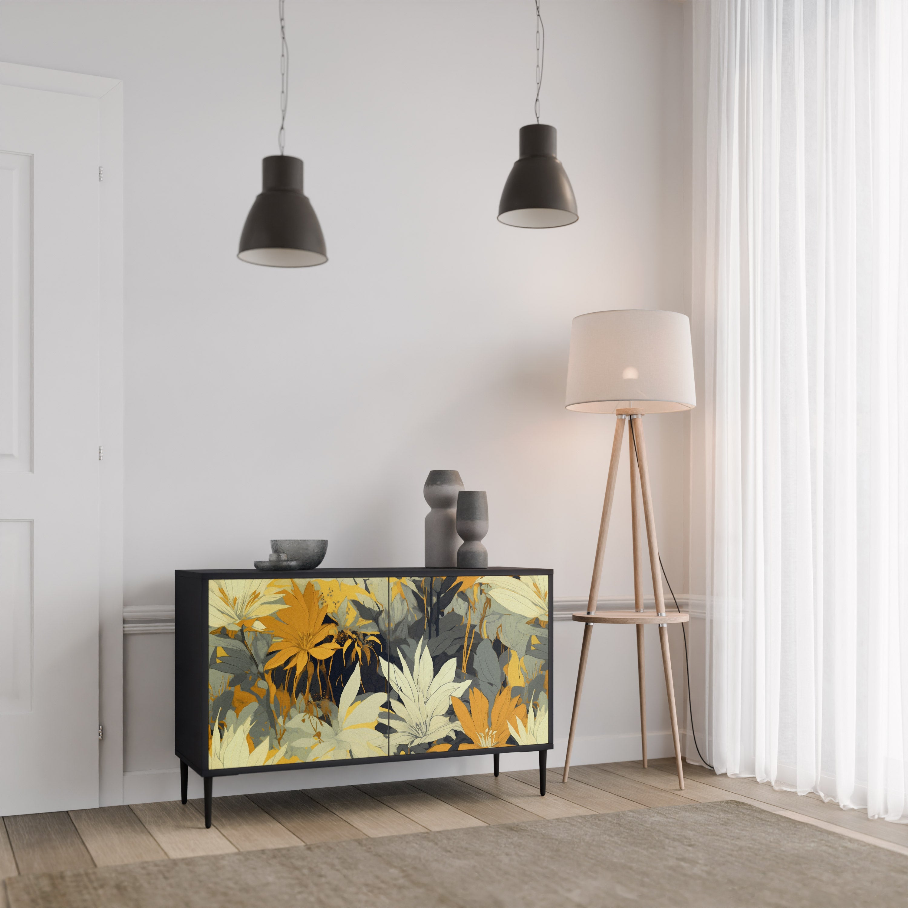 SUNKISSED LILY 2-Door Sideboard in Black Finish