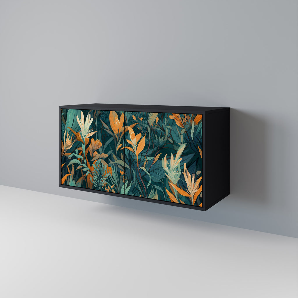 FLORAL SERENITY 2-Door Sideboard in Black Finish