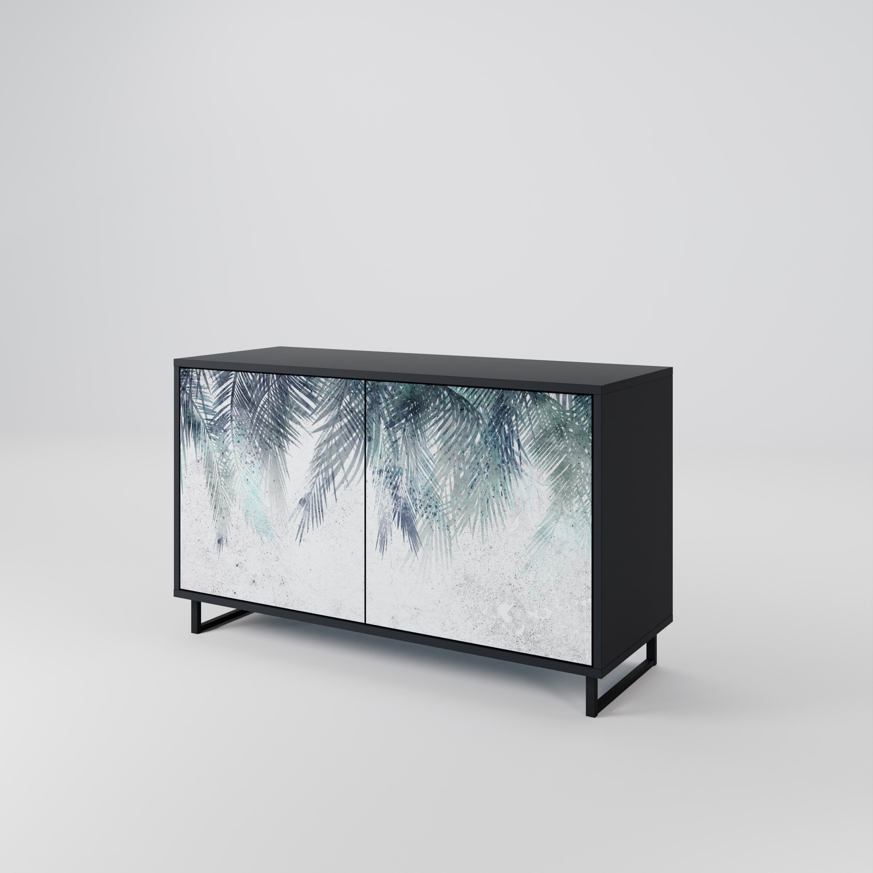 PALM VEIL 2-Door Sideboard in Black Finish