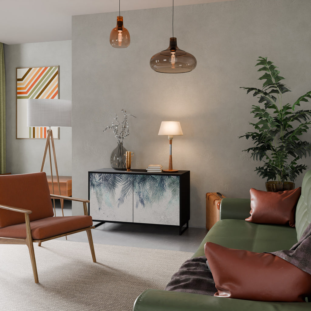 PALM VEIL 2-Door Sideboard in Black Finish