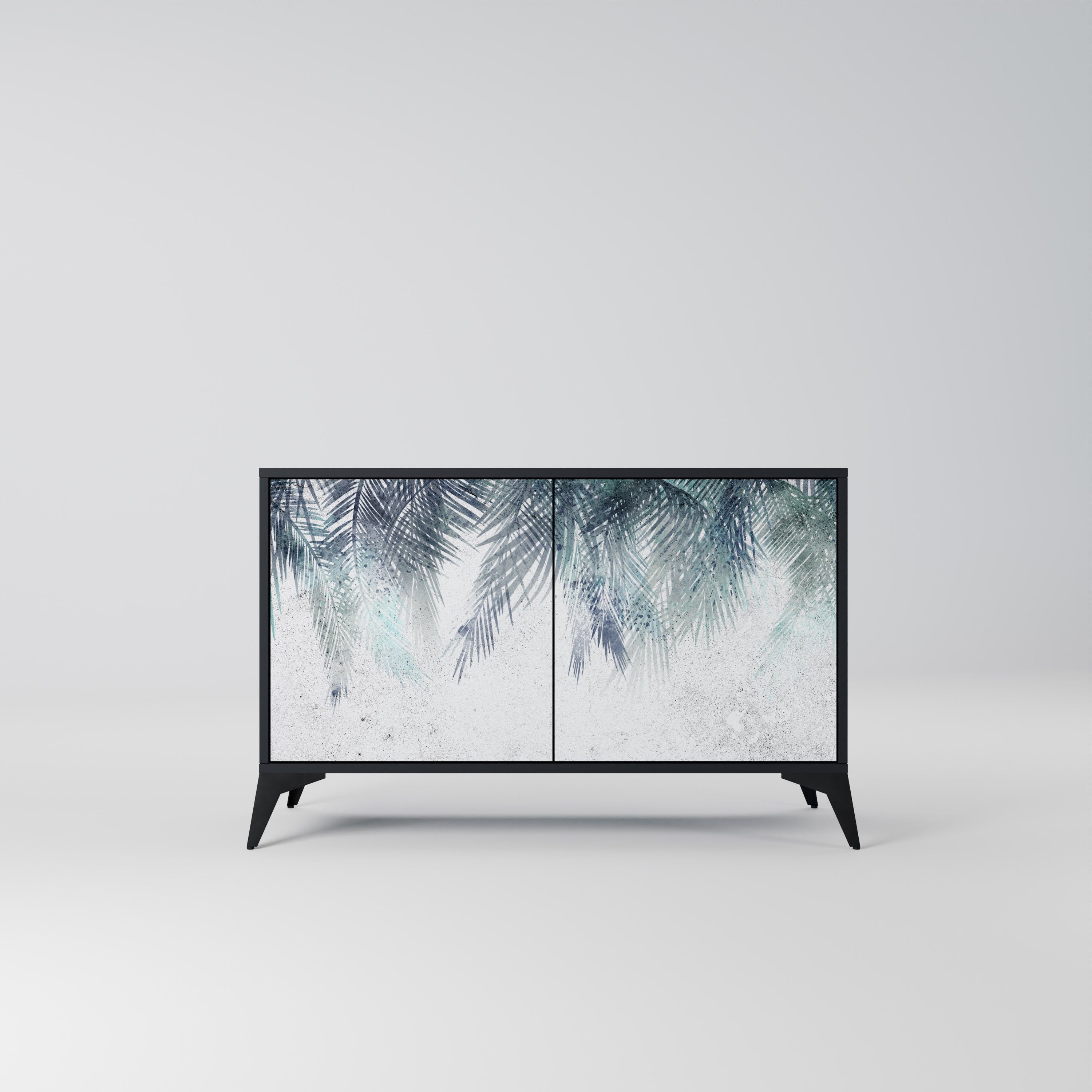 PALM VEIL 2-Door Sideboard in Black Finish