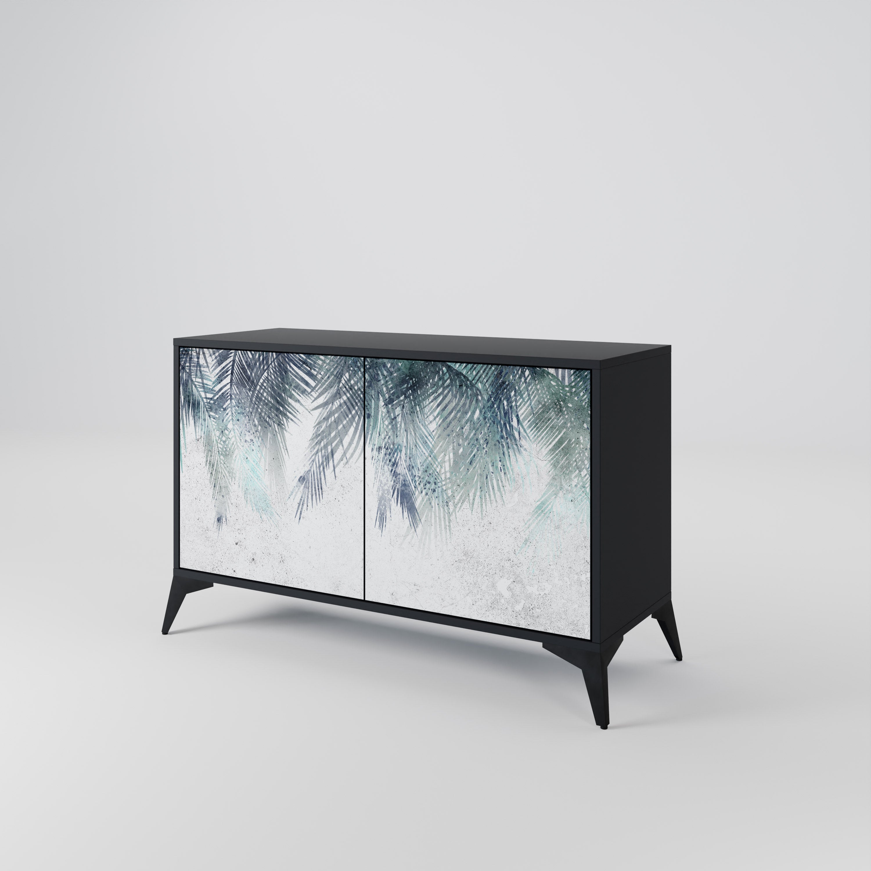 PALM VEIL 2-Door Sideboard in Black Finish