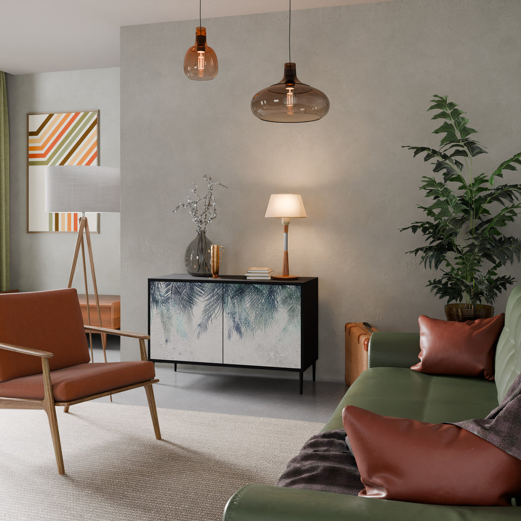 PALM VEIL 2-Door Sideboard in Black Finish