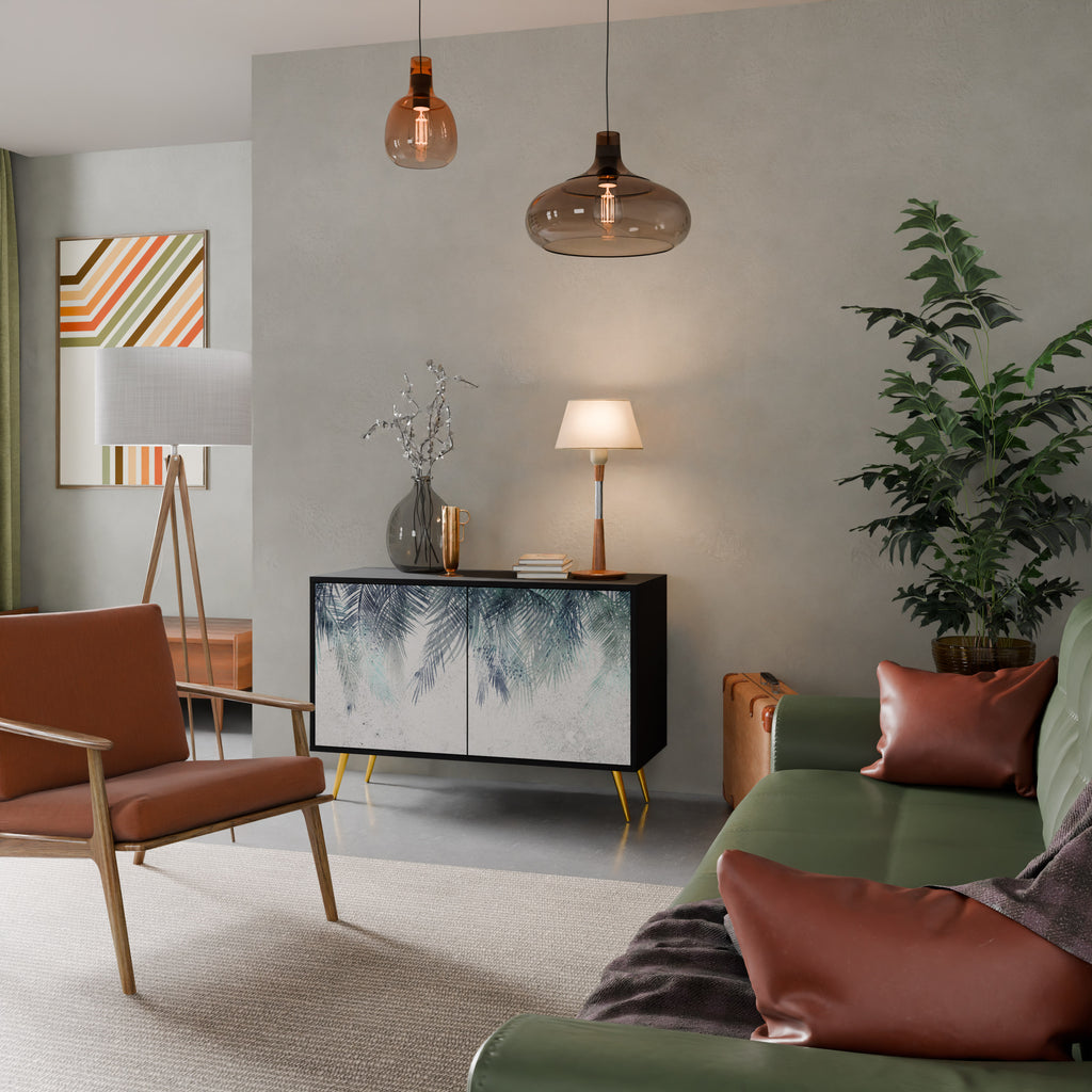 PALM VEIL 2-Door Sideboard in Black Finish