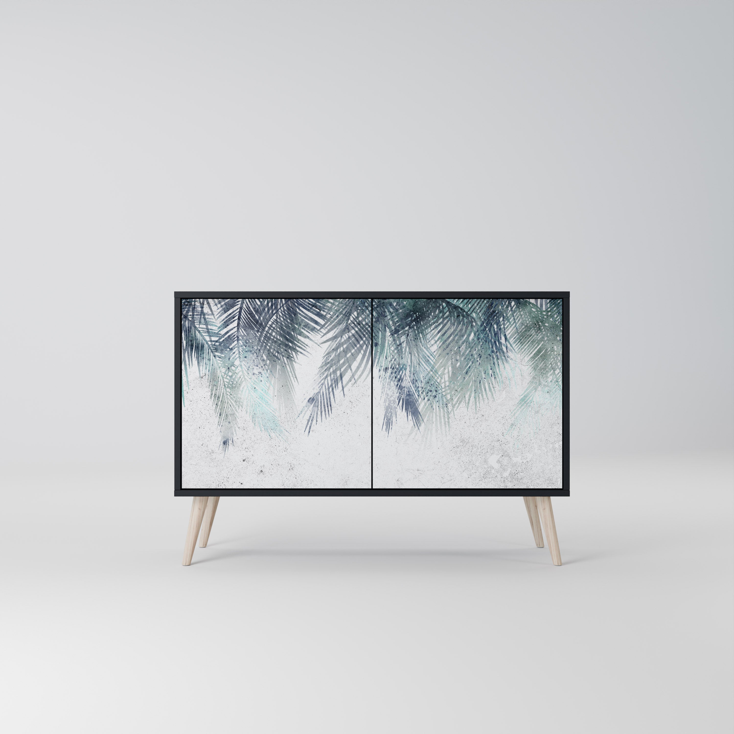 PALM VEIL 2-Door Sideboard in Black Finish