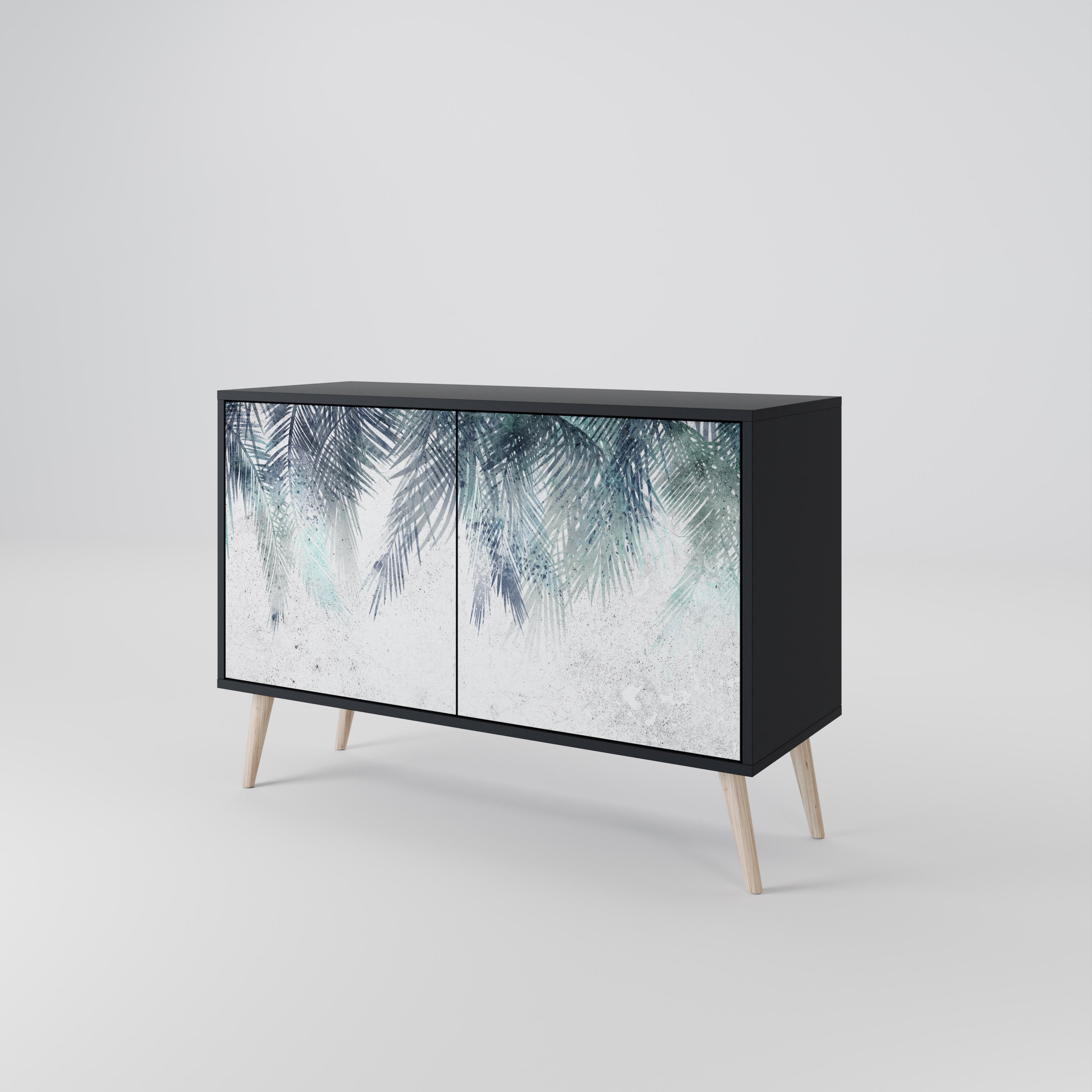 PALM VEIL 2-Door Sideboard in Black Finish
